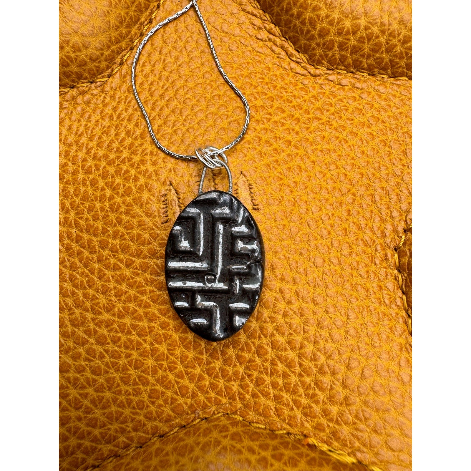 Ceramic Kiln Fired Pendant Necklace Handcrafted Boho Pendant Necklace Jewelry