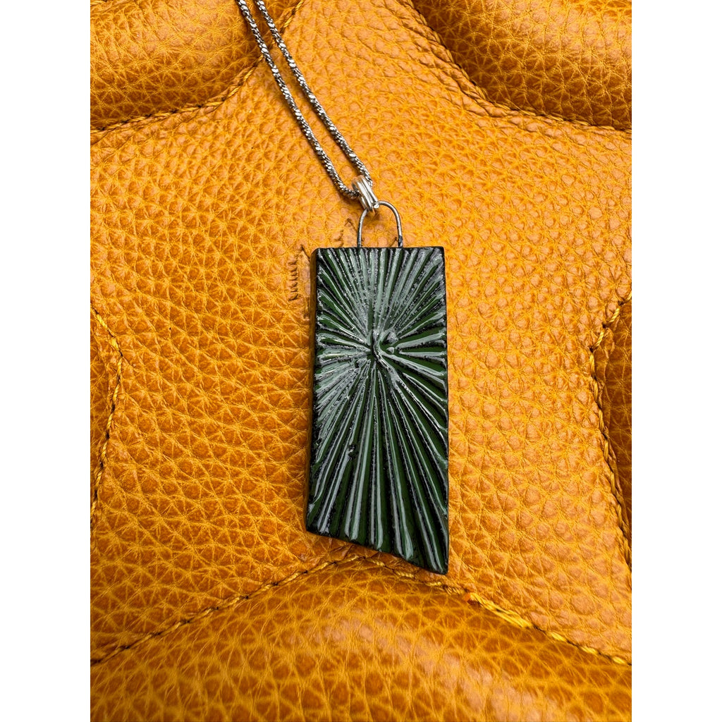 Boho Sunburst Jade Green Pendant Necklace Handcrafted Pendant Necklace Green