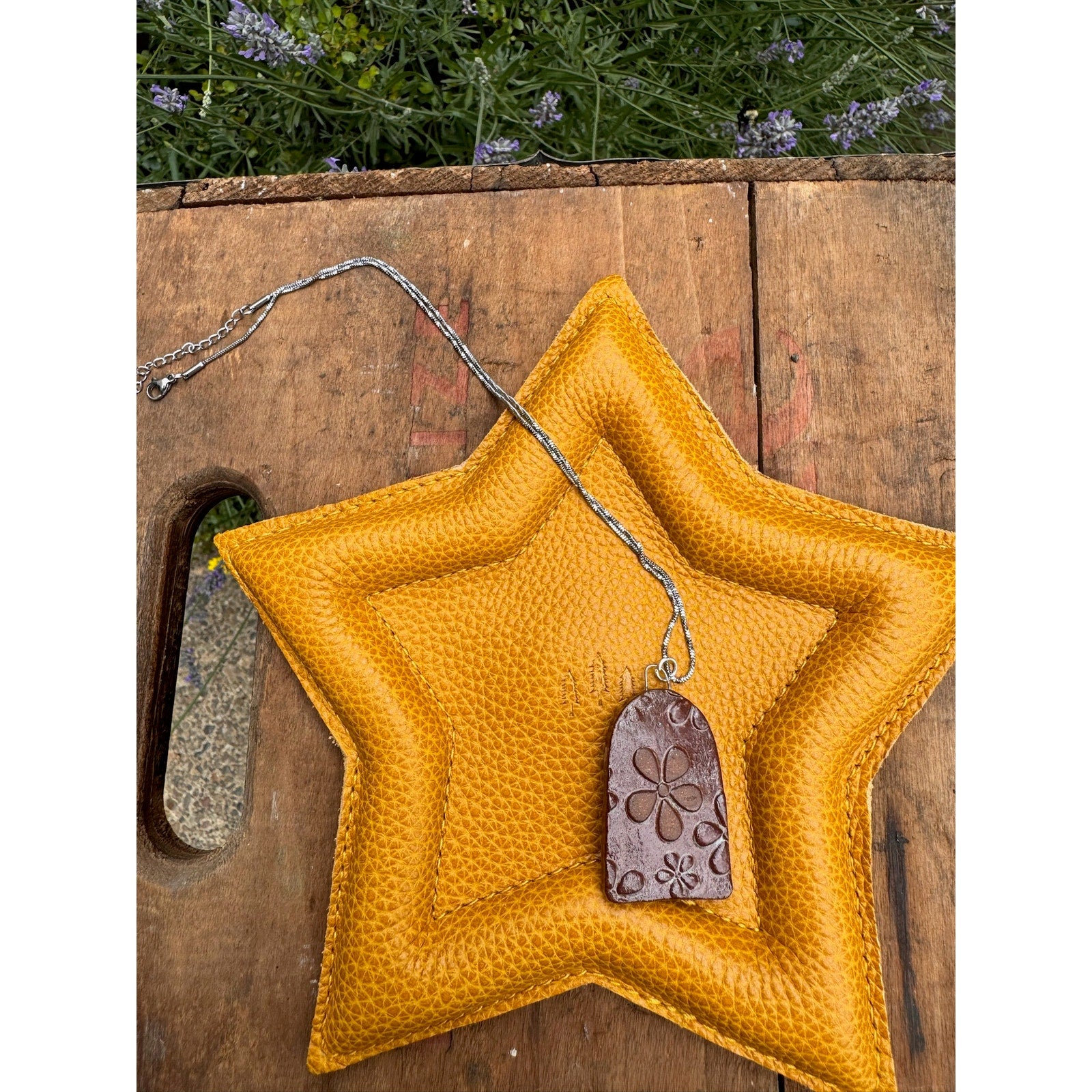Boho Pendant Necklace Handcrafted Daisy Neutral Pendant Necklace Medallion