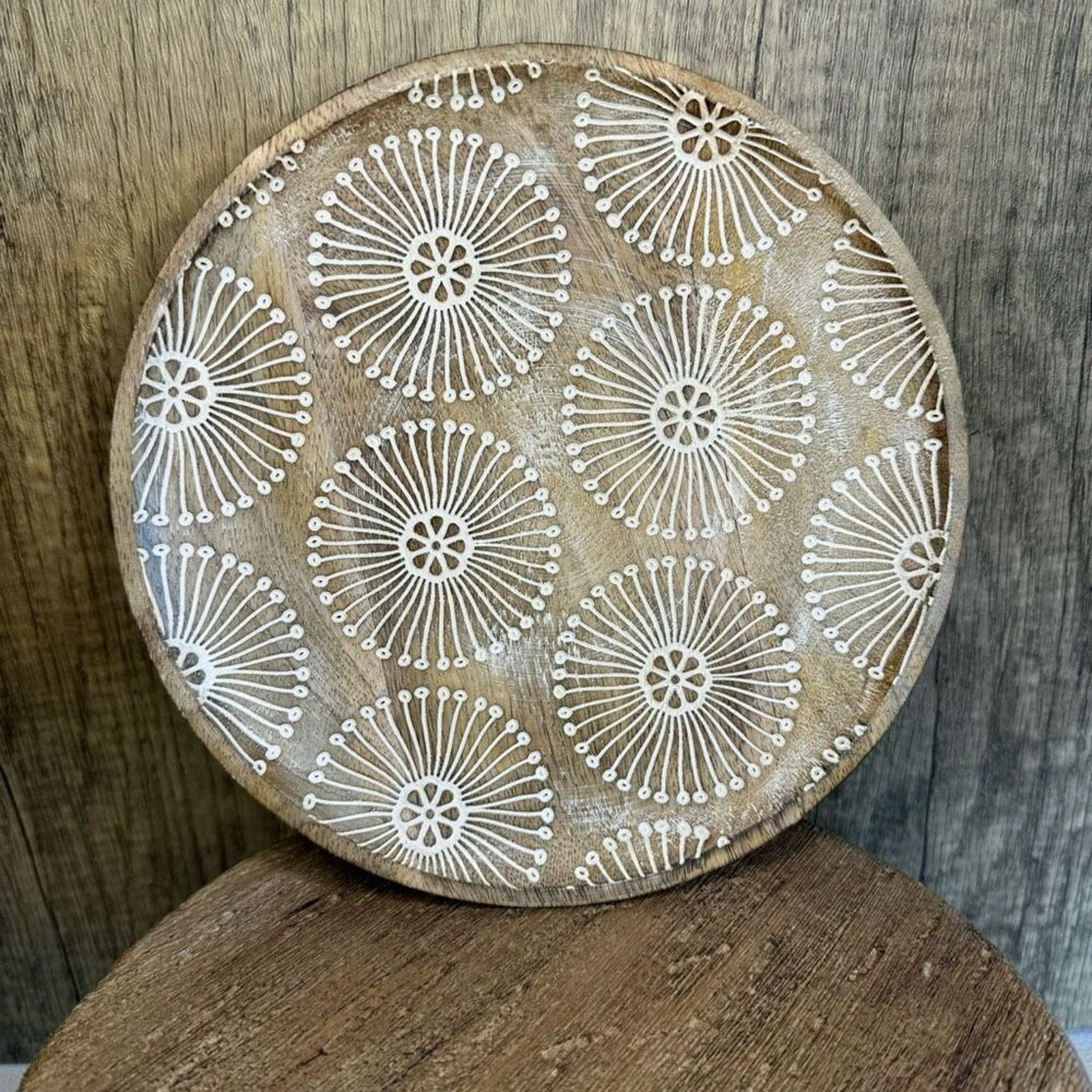 Rustic Candle Plate Mango Wood Plate Home Decor NEW FAST SHIP