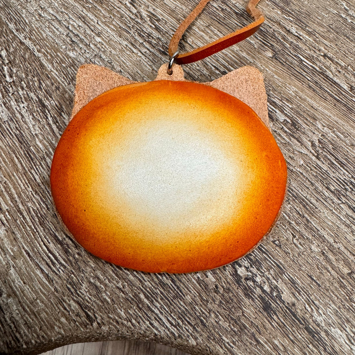 Genuine Leather Ginger Cat Purse Charm Leather Hand Painted  Orange Bag Charm