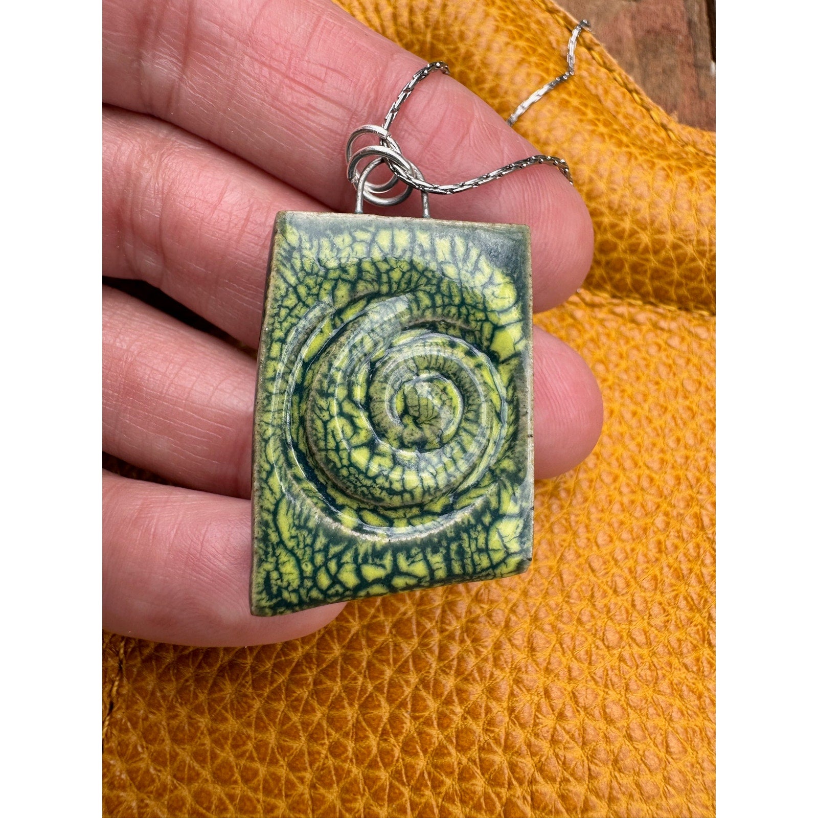 Ceramic Pendant Necklace Handcrafted Boho Pendant Necklace Artist Made Jewelry