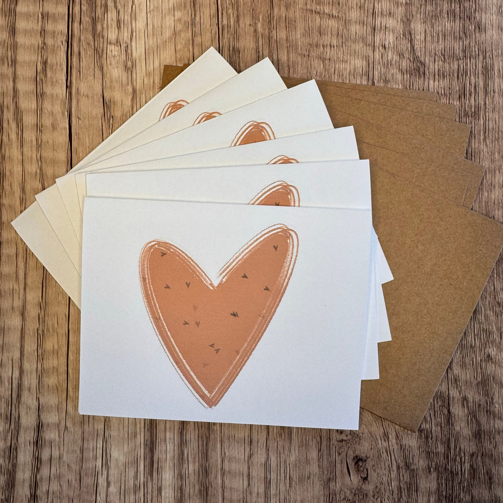 Greeting Cards Blank Notes Thank You Cards Pink Hearts 6 w/Envelopes NEW!