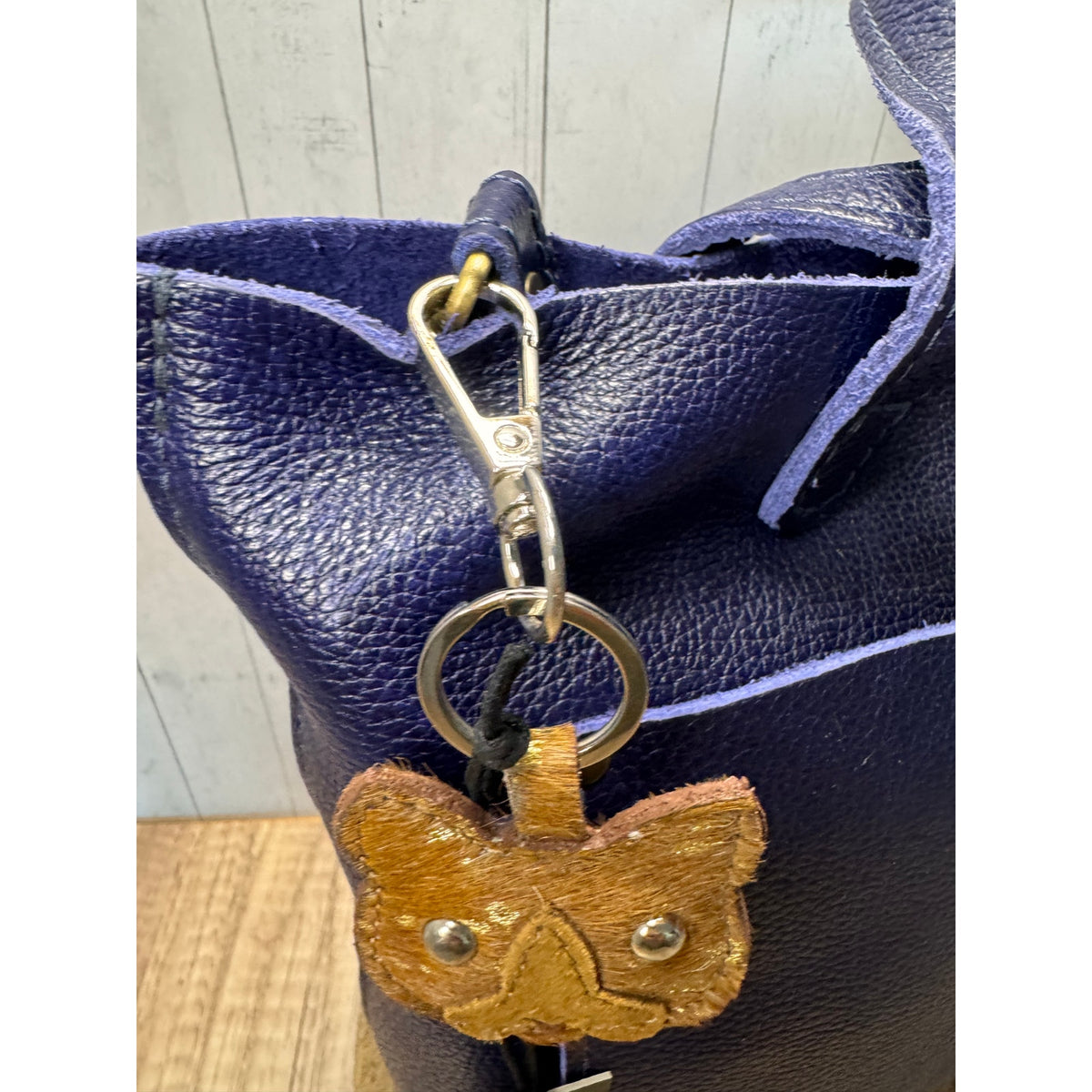 Cute Dog Purse Charm French Bulldog Light Brown Genuine Leather Bag Charm