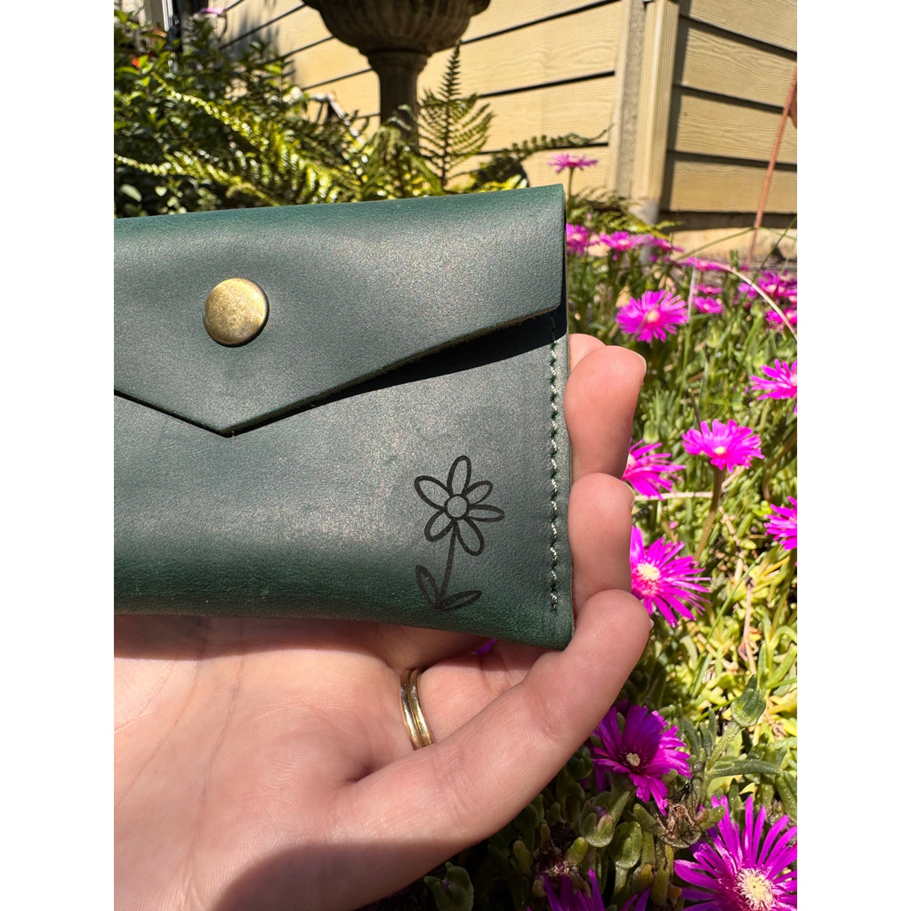 Genuine Leather Wallet  DARK GREEN Credit Card Holder Wallet NEW FAST SHIP