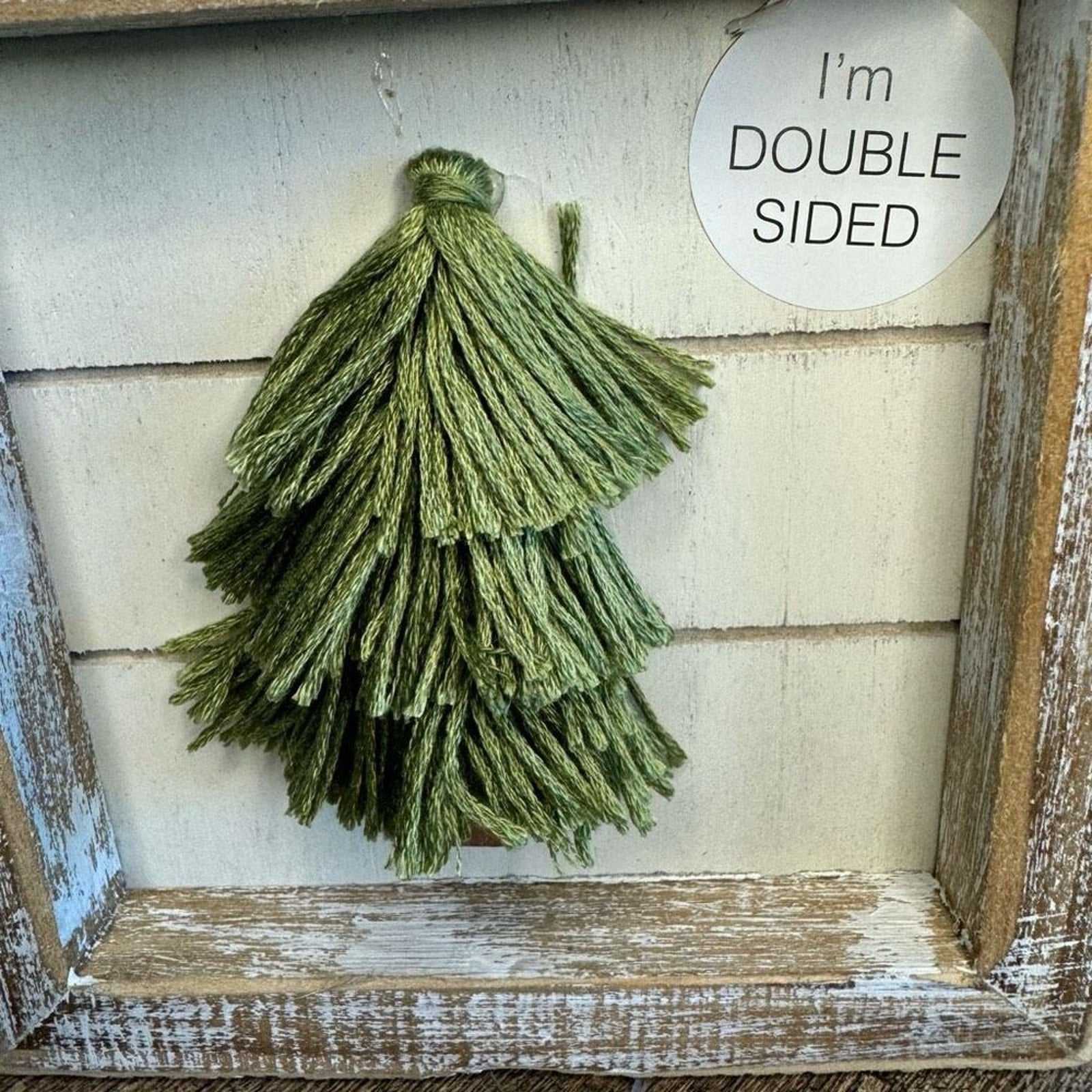 Rustic Wood Decor Christmas Tree Daisy Sign 5 x 5 Picture Boho Home NEW Gift