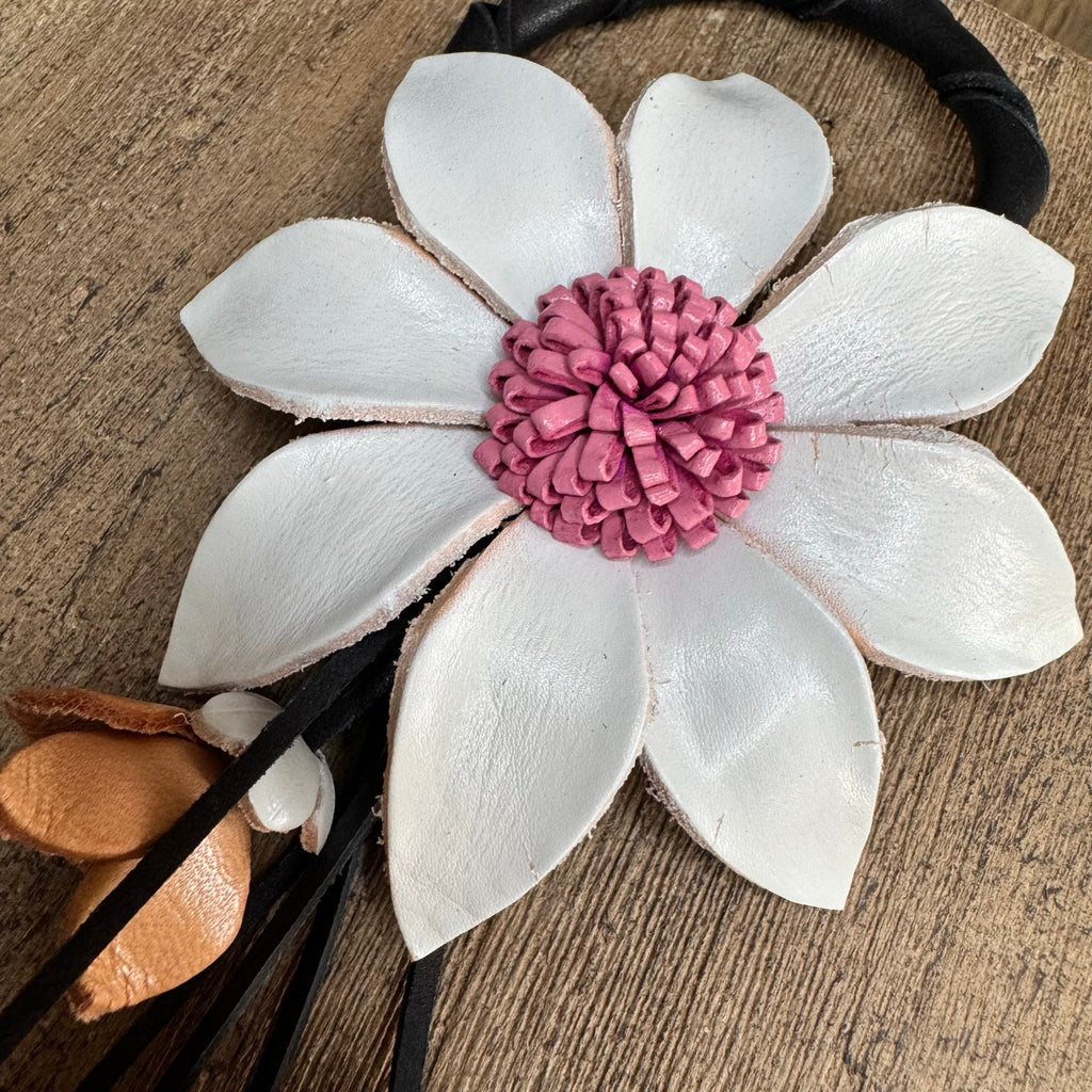 Leather Flower Purse Charm Genuine Leather Fall Daisy Bag Charm NEW FAST SHIP