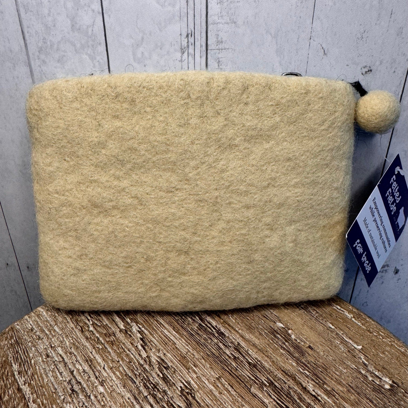 Felted Wool Neutral Wallet Pouch Yellow Rumped Warbler Bird Lover Makeup Bag