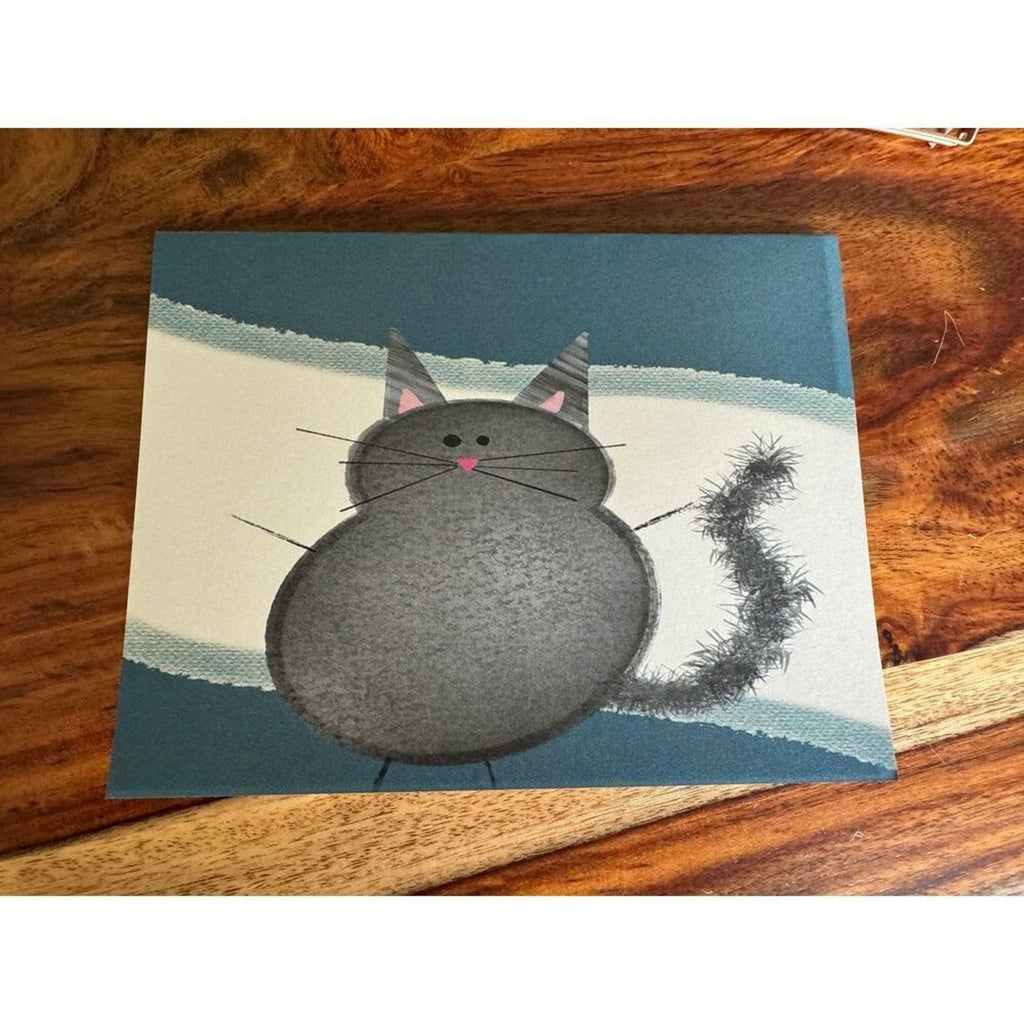 Greeting Cards for Cat Lover set of 6 Stationery Black Cat Grey Cat Note Cards
