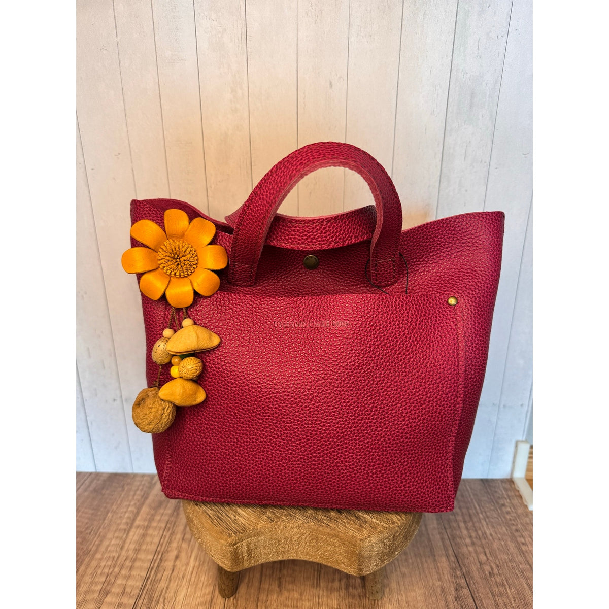 Yellow Summer Daisy Purse Charm Genuine Leather Sunflower Flower Bag Charm NEW!
