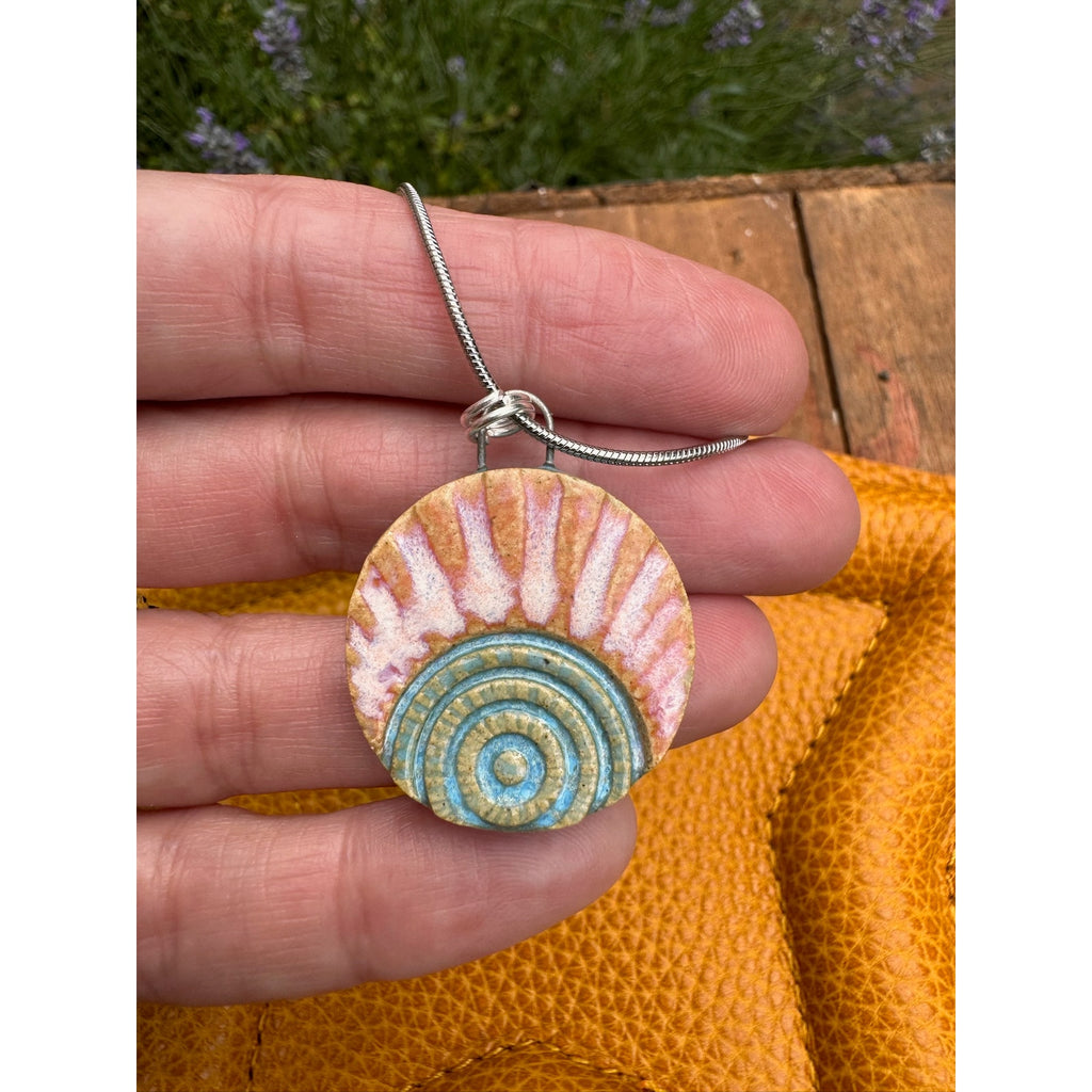 Boho Round Sunburst Pendant Necklace Handcrafted Pendant Necklace Jewelry Oregon