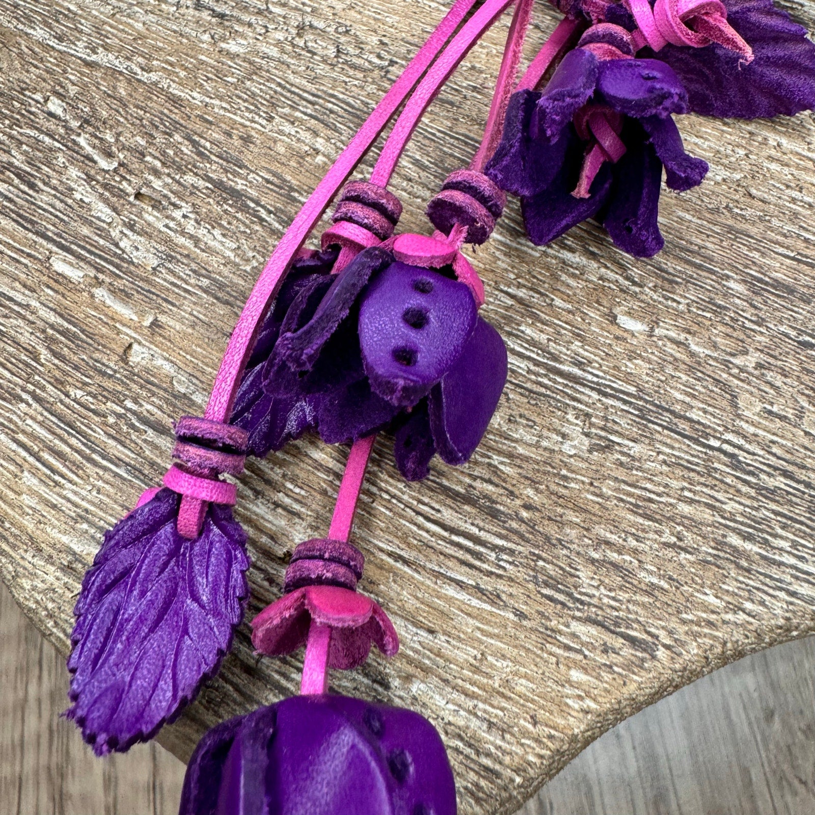 Purple Dahlia Leather Flower Purse Charm Genuine Leather Purple Flower Bag Charm