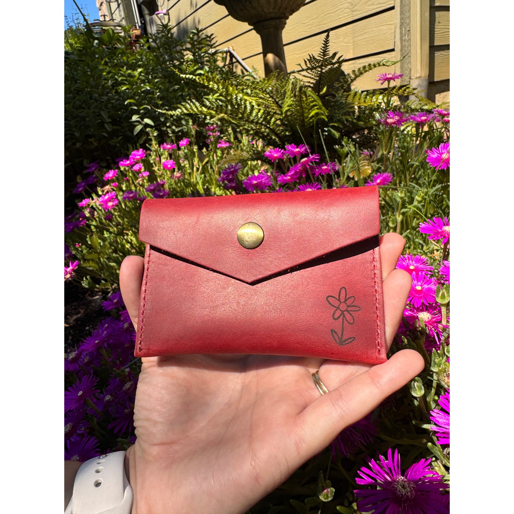 Genuine Leather Wallet DEEP RED Credit Card Holder Wallet NEW FAST SHIP