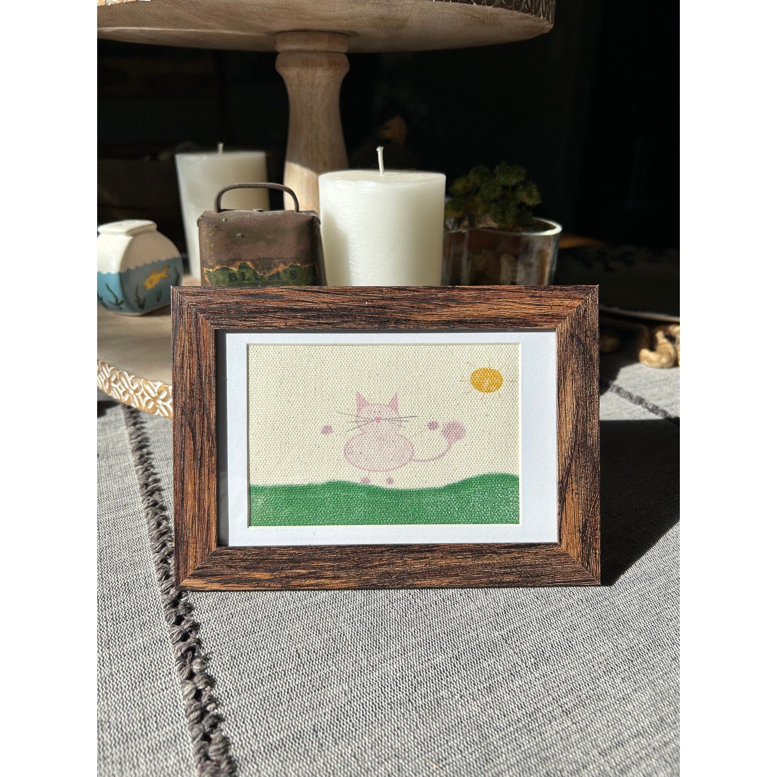 Kitty Cat Mini Picture Frame 6 x 4 Original Wall Art Canvas Marie on the Meadow