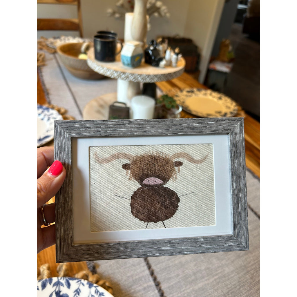 Scottish Highland Cow Mini Print Frame Original Desk Wall Art West Hills Studio
