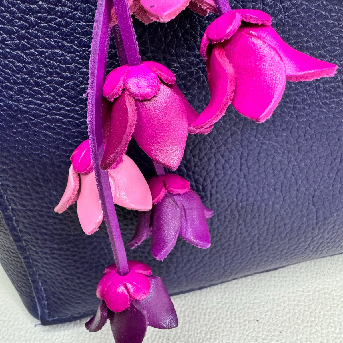 Leather Daisy Flower Purse Charm Genuine Leather Purse Hot Pink Bag Charm