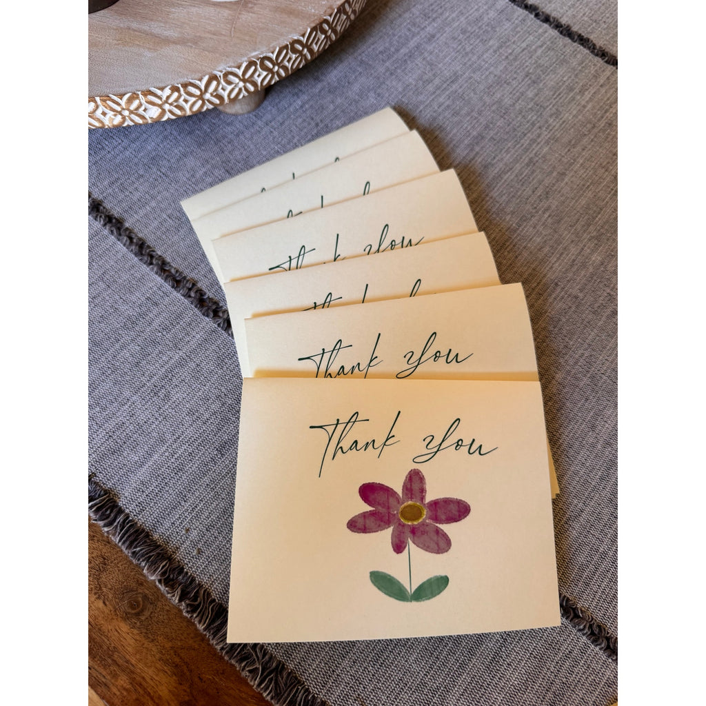 Cream Thank You Cards Flower Custom Thank You Notes Handcrafted Art