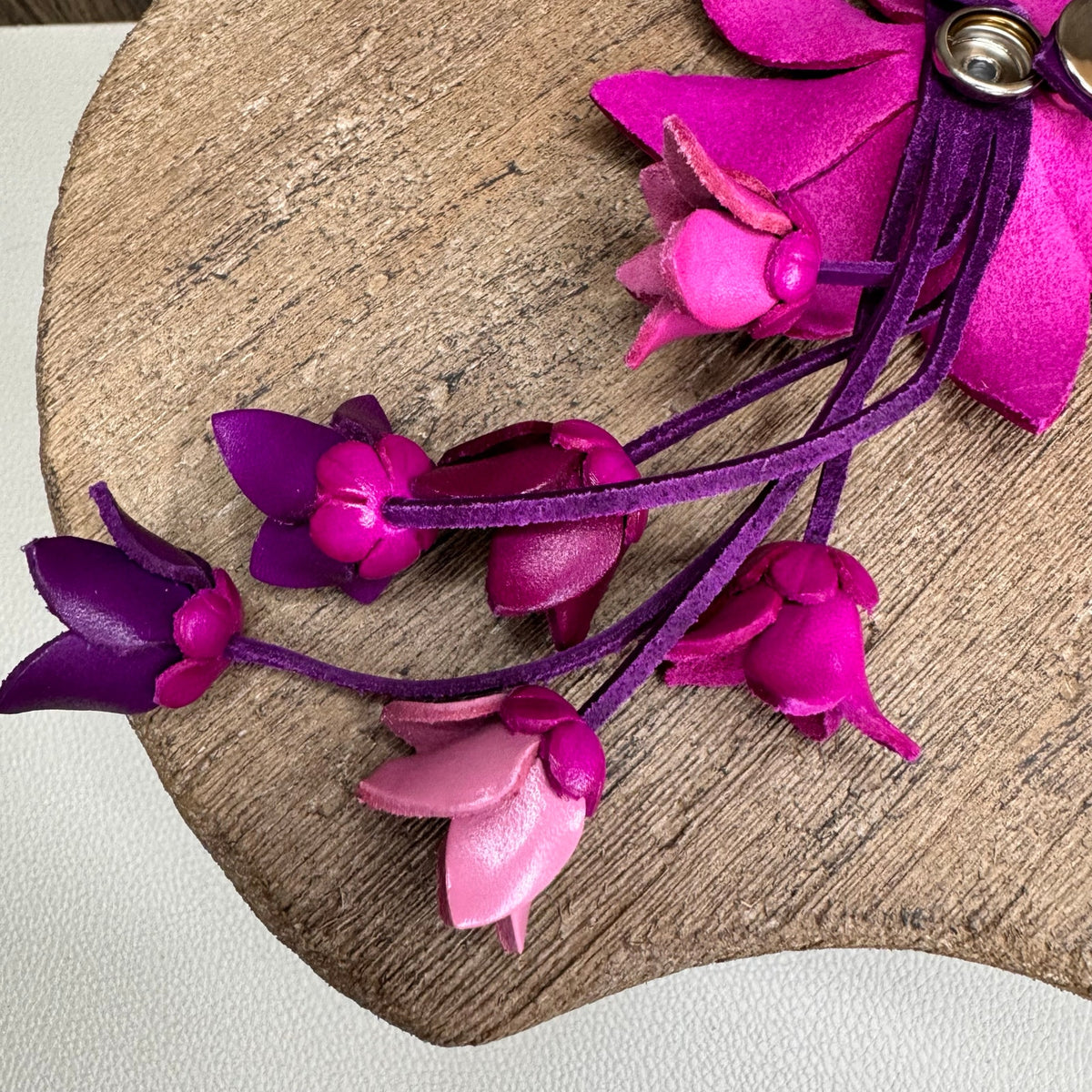 Leather Daisy Flower Purse Charm Genuine Leather Purse Hot Pink Bag Charm