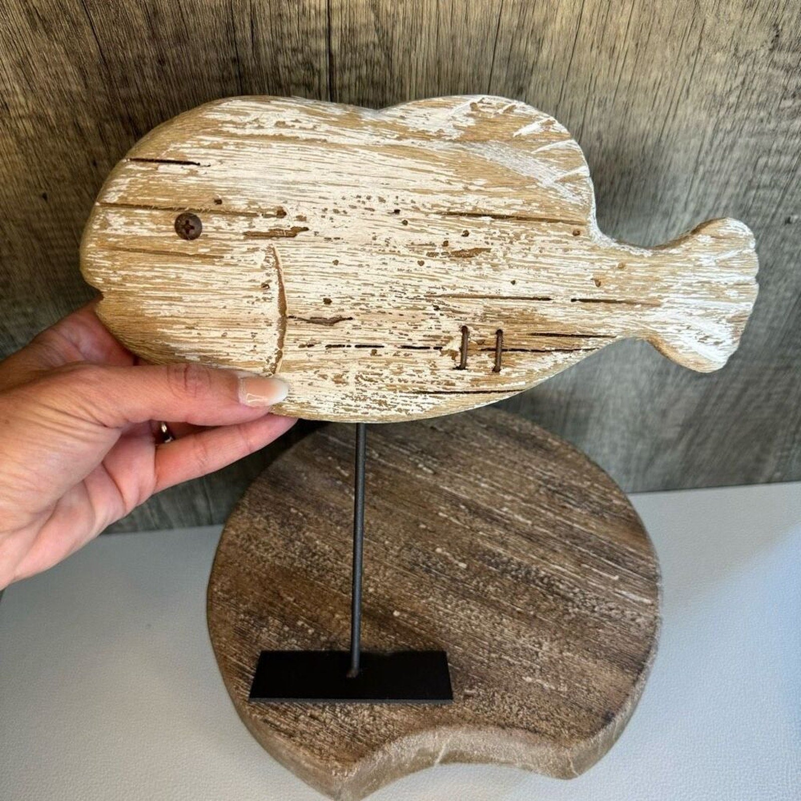 Rustic Fish Sitter Wood Home Decor Beach House FAST SHIP NEW
