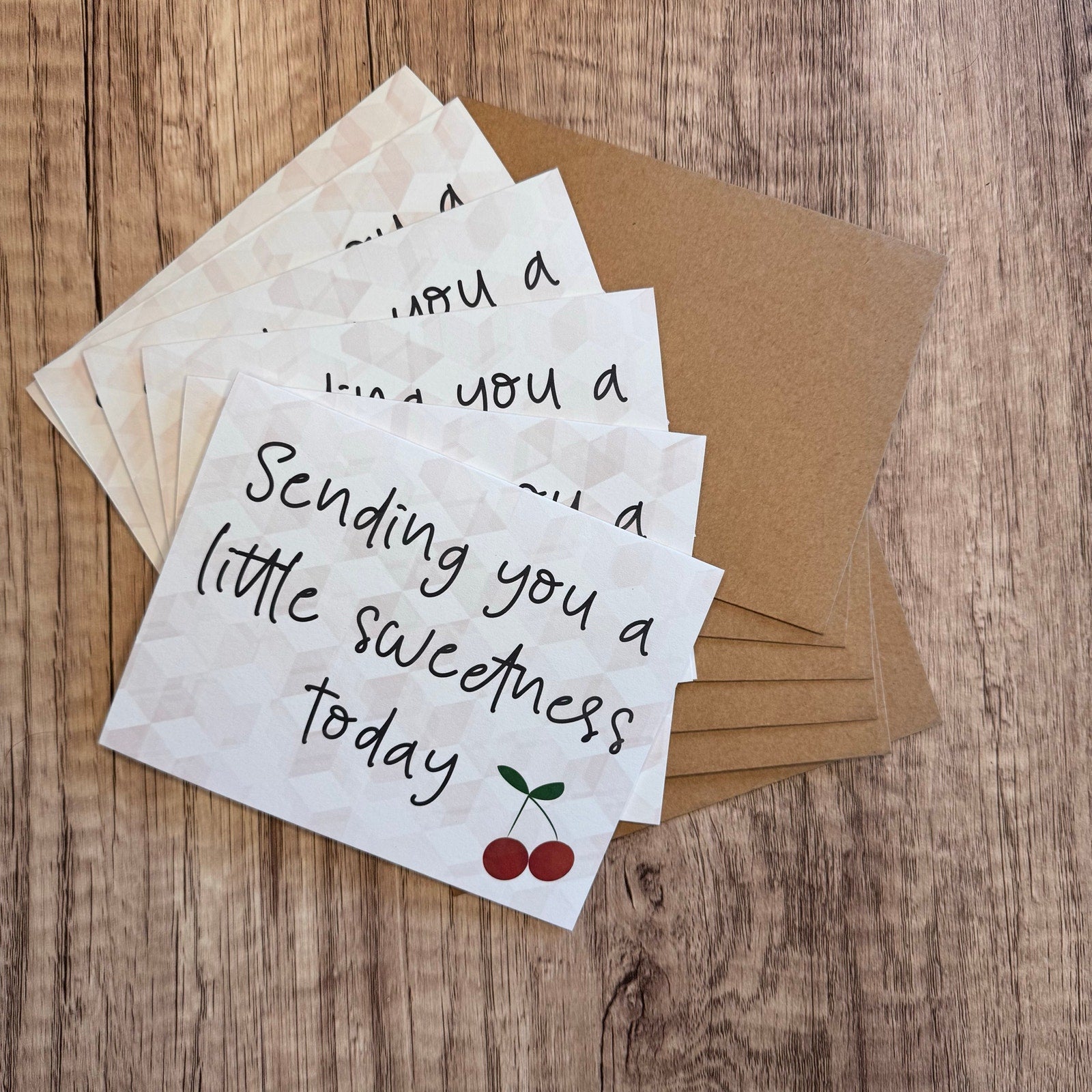 Greeting Cards Blank Cards Thank You Notes Handmade Cherries Cherry Pink Card