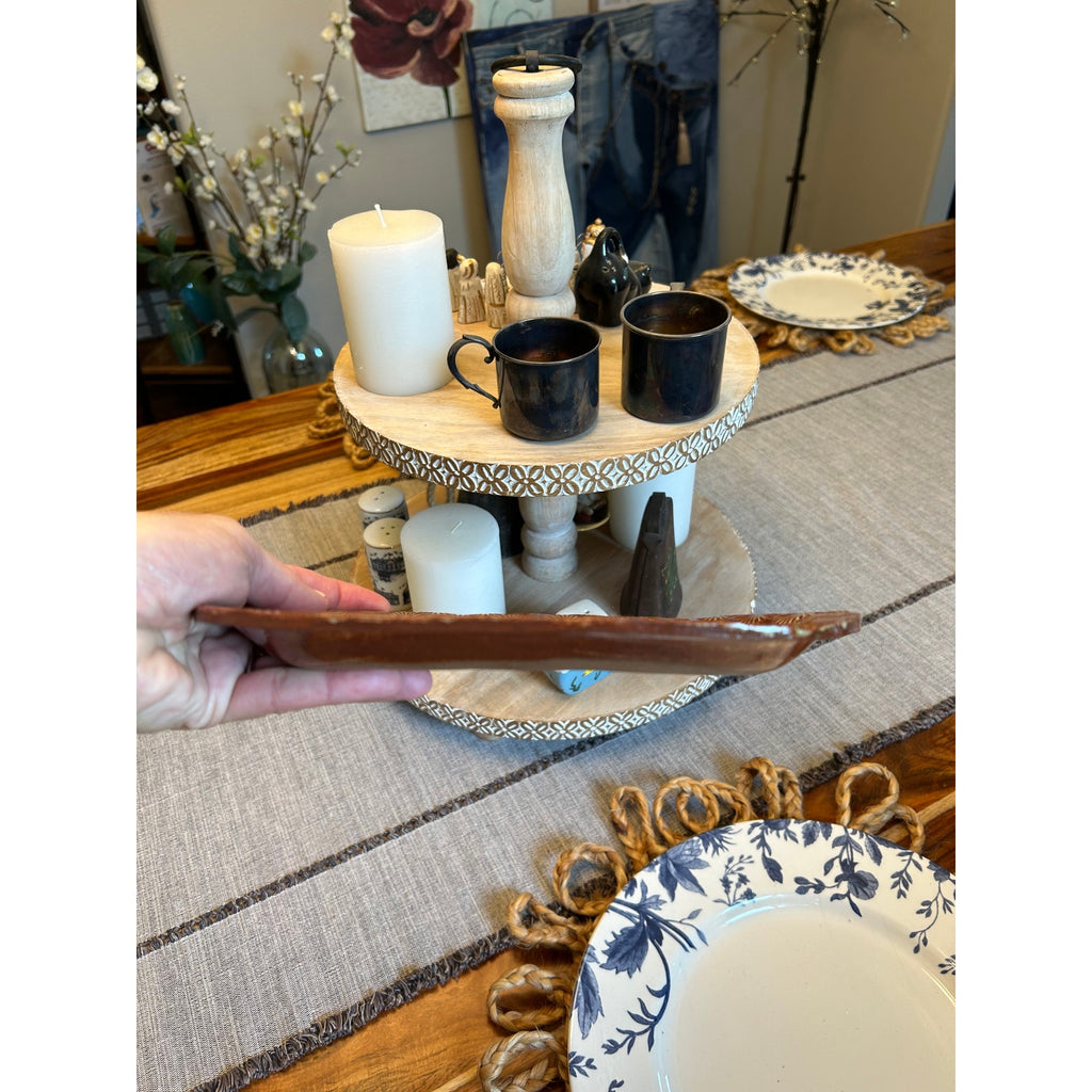 Handmade Candle Plate Ceramic Dish 9 x 6 inch Boho Neutral Home Gift