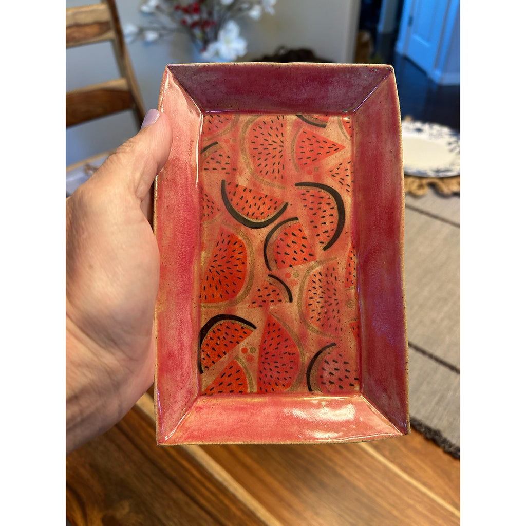 Ceramic Handcrafted Watermelon Dish Tray West Hills Studio Pink Home Decor