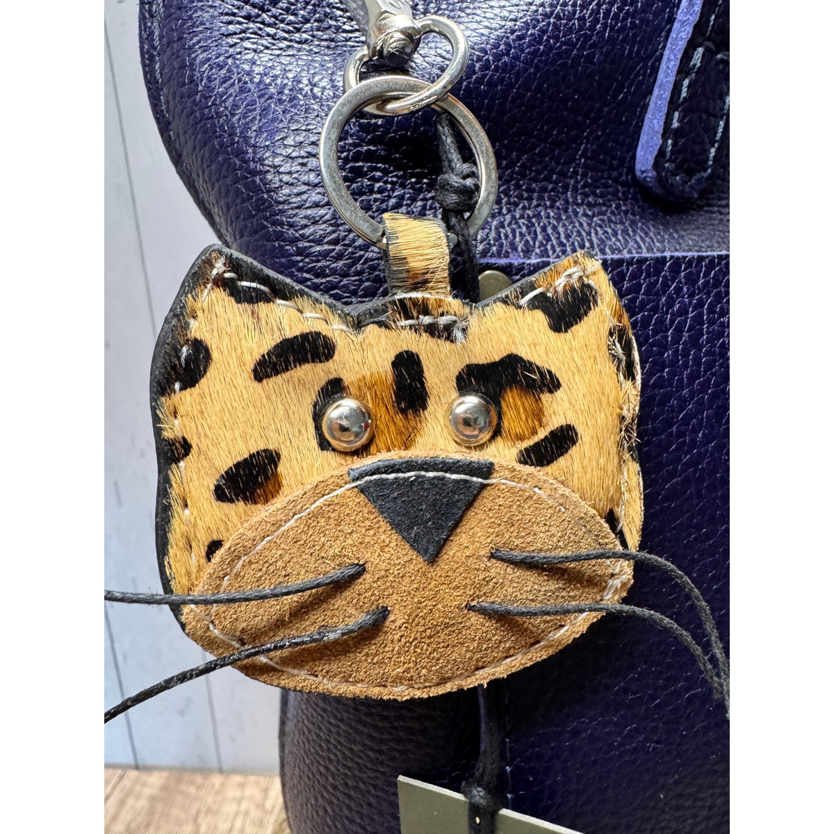 Cute Cat Purse Charm Kitty Cat Lover Genuine Leather Bag Charm
