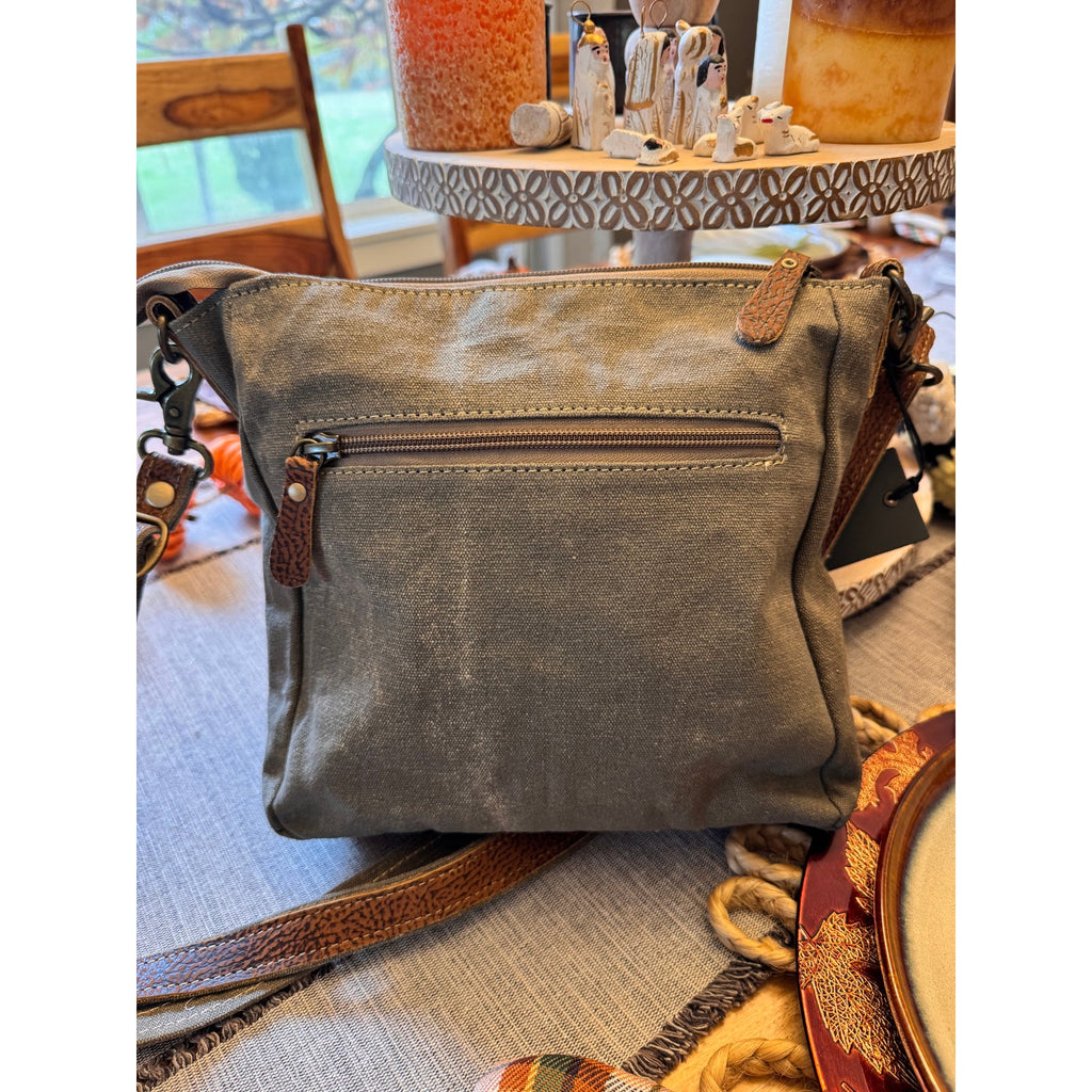 Cute Floral Canvas Crossbody Bag Neutral Canvas Purse NEW!  9 x 10