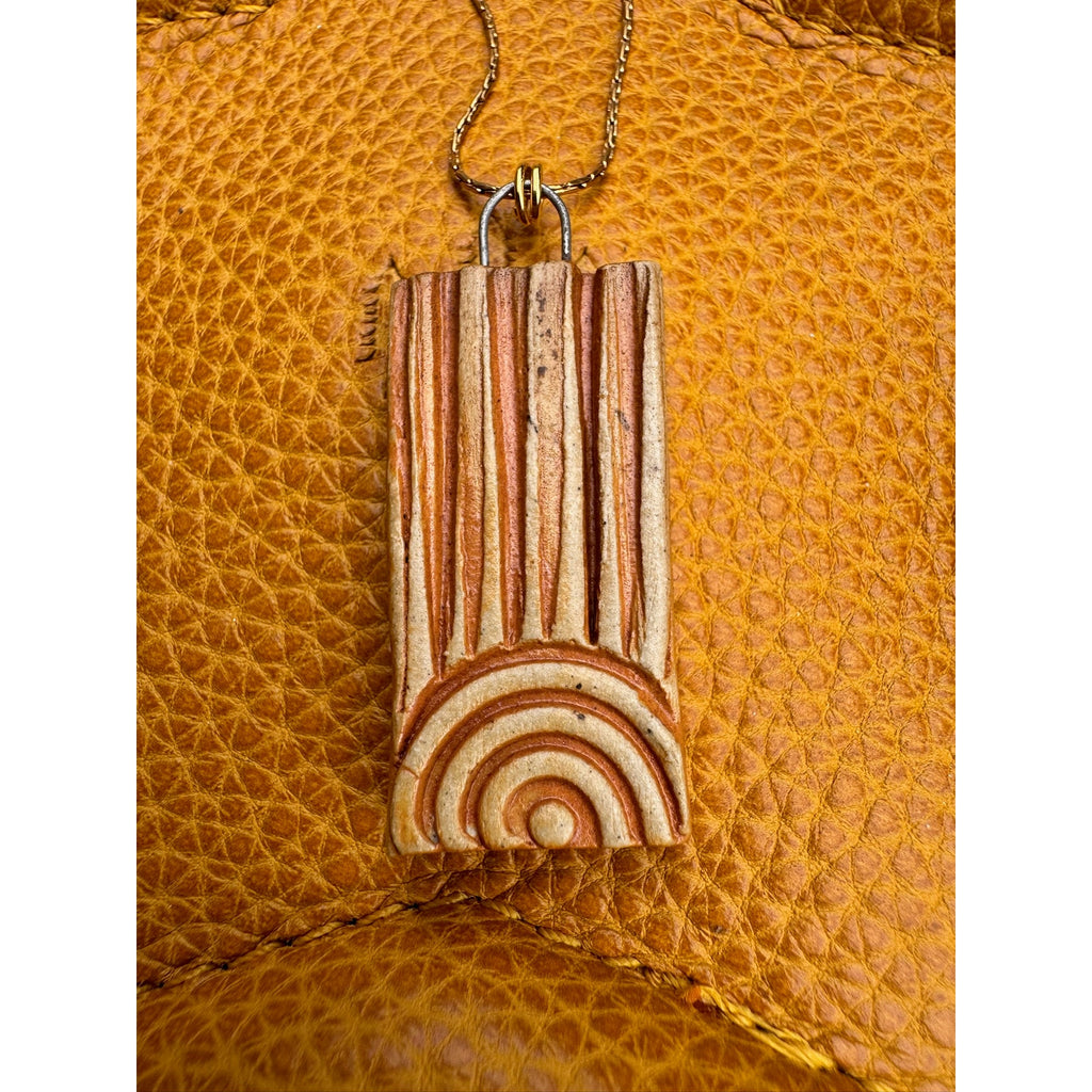 Rectangle Pendant Necklace Ceramic Kiln Fired Handcrafted Pendant Jewelry