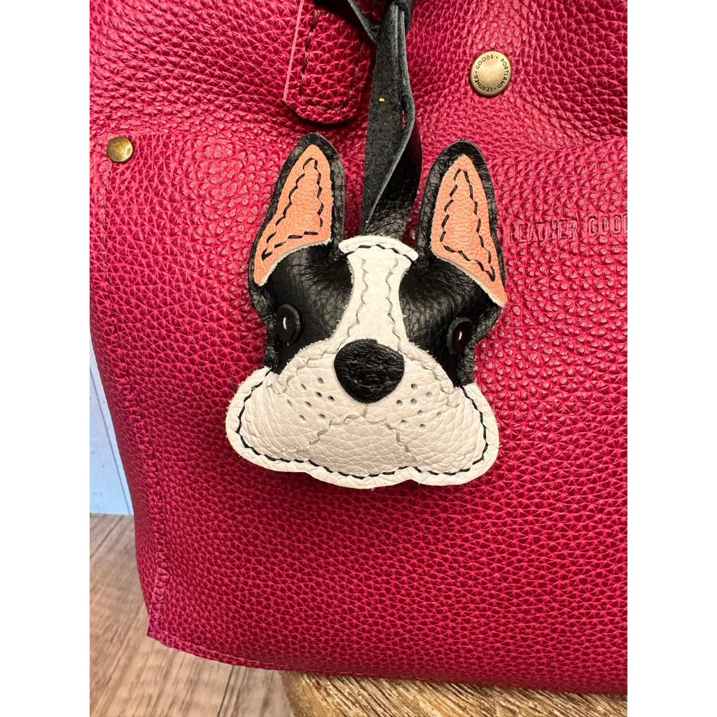Genuine Leather Dog Purse Charm Black Boston Terrier Bag Charm Purse Dog lover