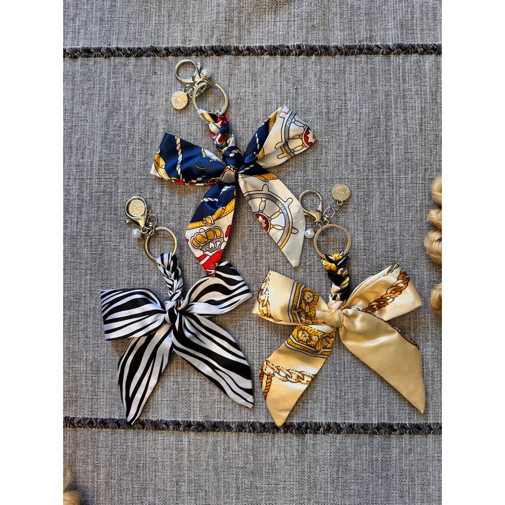 Set of 3 Bow Bag Charms Purse Charm Zebra Bows Keychain Purse Accessory