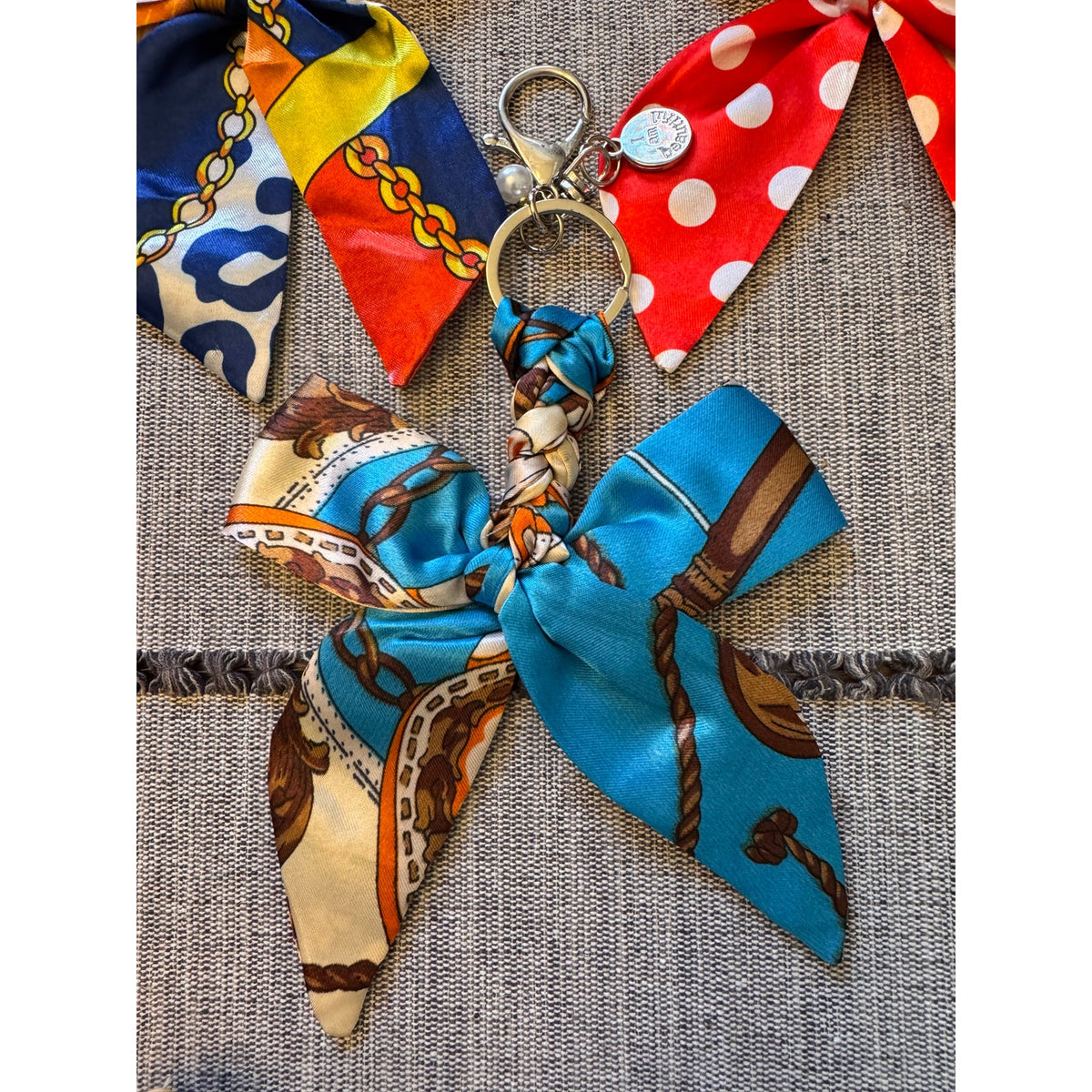 Set of 3 Bow Bag Charms Purse Charm Polka Dot Bow Keychain Purse Accessory