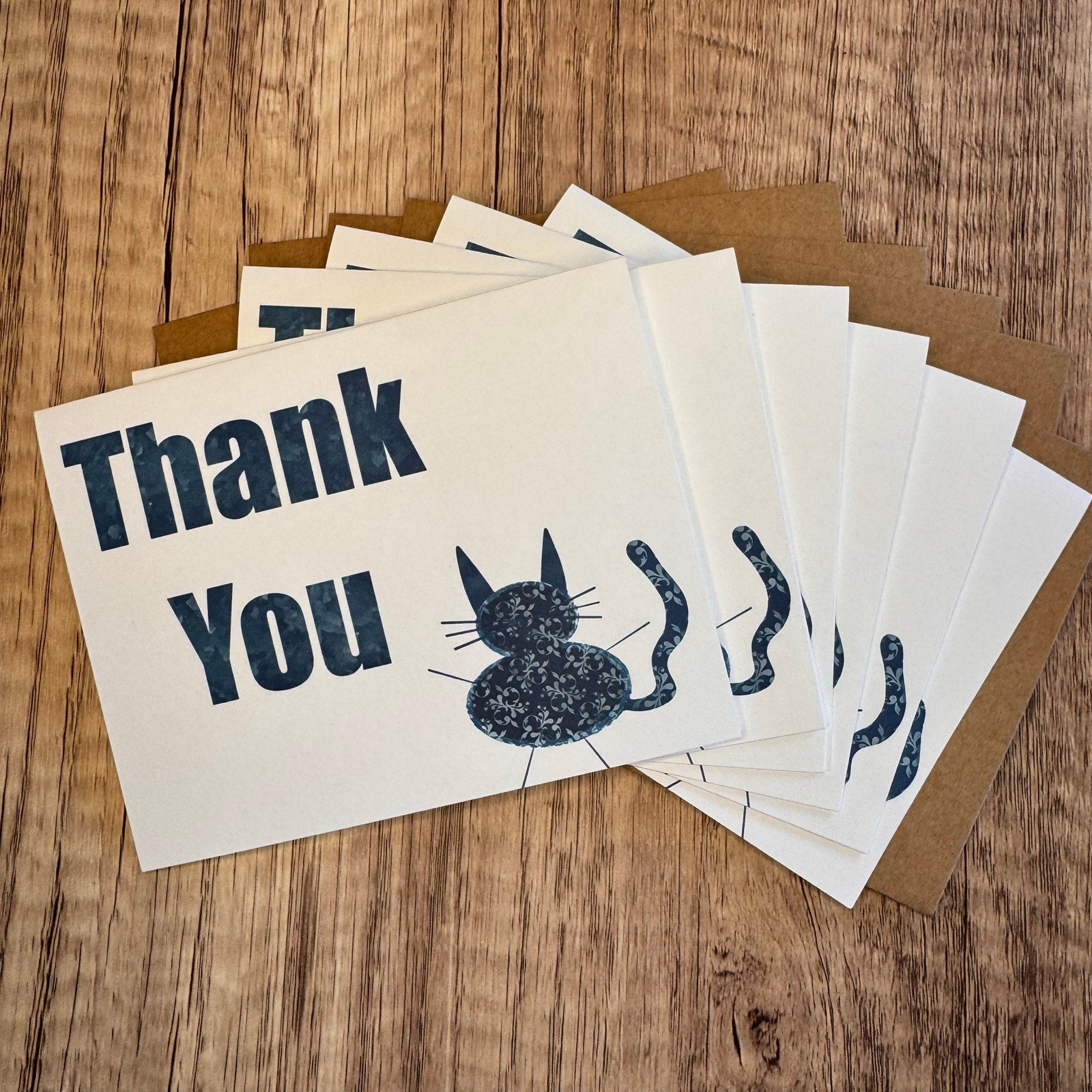 Greeting Cards Blank Notes Thank You Cards Cat Lover 6 w/Envelopes Custom Art