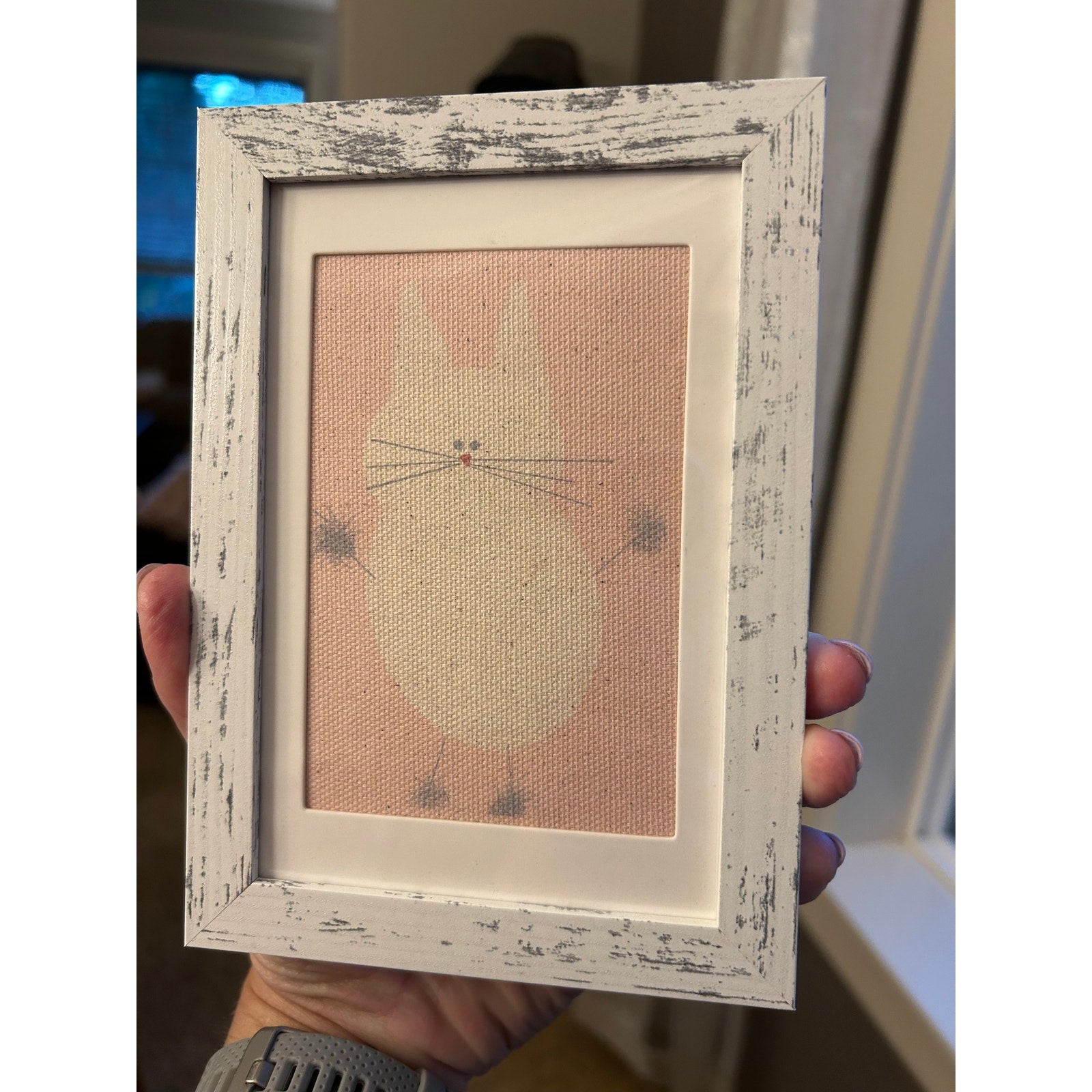 Fluffy Pink Kitty Cat White Cat Mini Picture Frame Art Desk Wall Art Decor 6 x 4