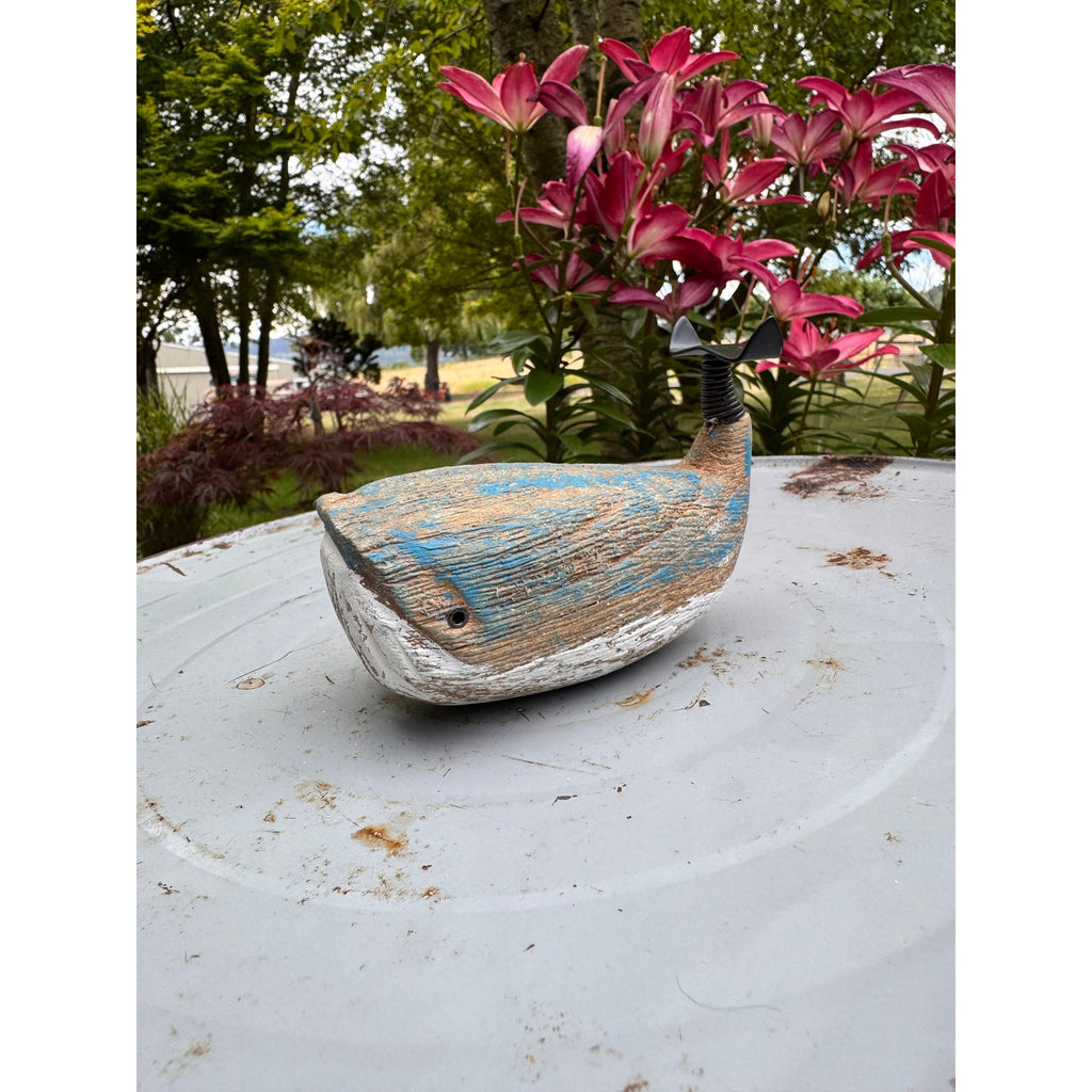 Rustic Mini Blue Whale Sitter Wood Home Decor Beach House FAST SHIP NEW