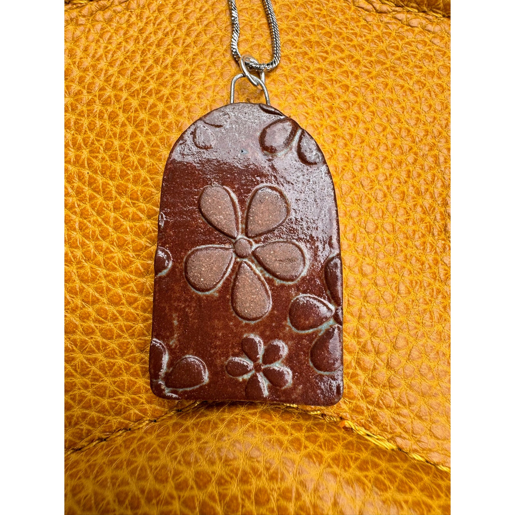 Boho Pendant Necklace Handcrafted Daisy Neutral Pendant Necklace Medallion