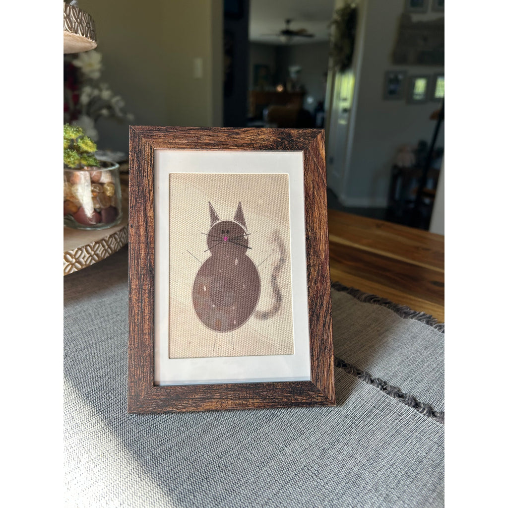 Mini Kitty Cat Picture Frame 6 x 4 Original Art Desk Brownie Cat Lover Gift