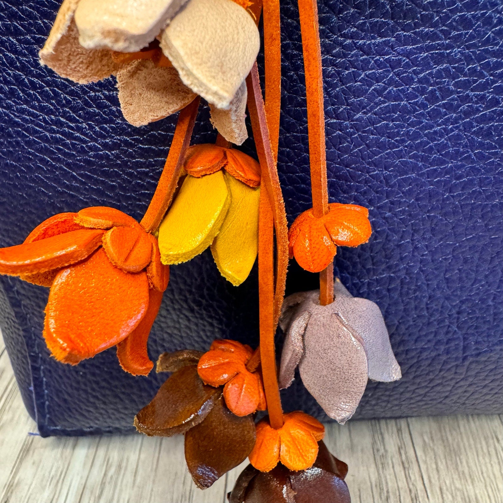 Flower Genuine Leather Bag Charm Orange Daisy Leather Crossbody Accessories