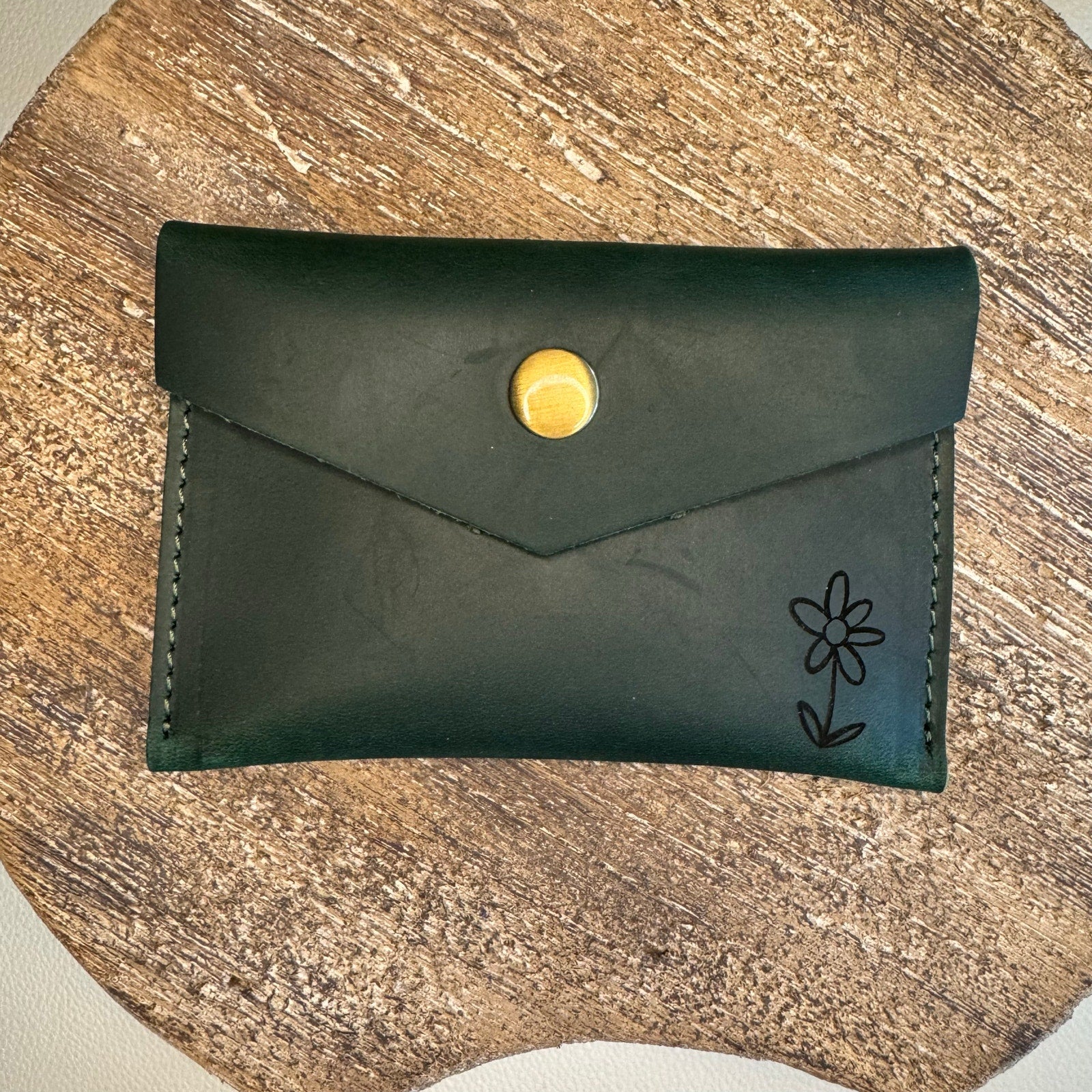 Genuine Leather Wallet  DARK GREEN Credit Card Holder Wallet NEW FAST SHIP