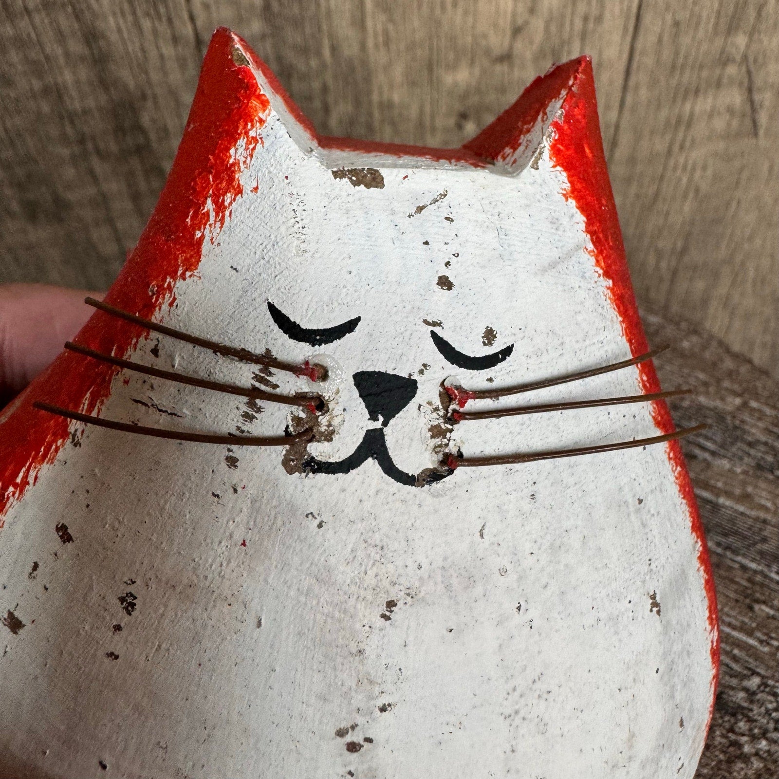 Rustic Tabby Cat Shelf Sitter Wood Love Home Decor Boho Home FAST SHIP