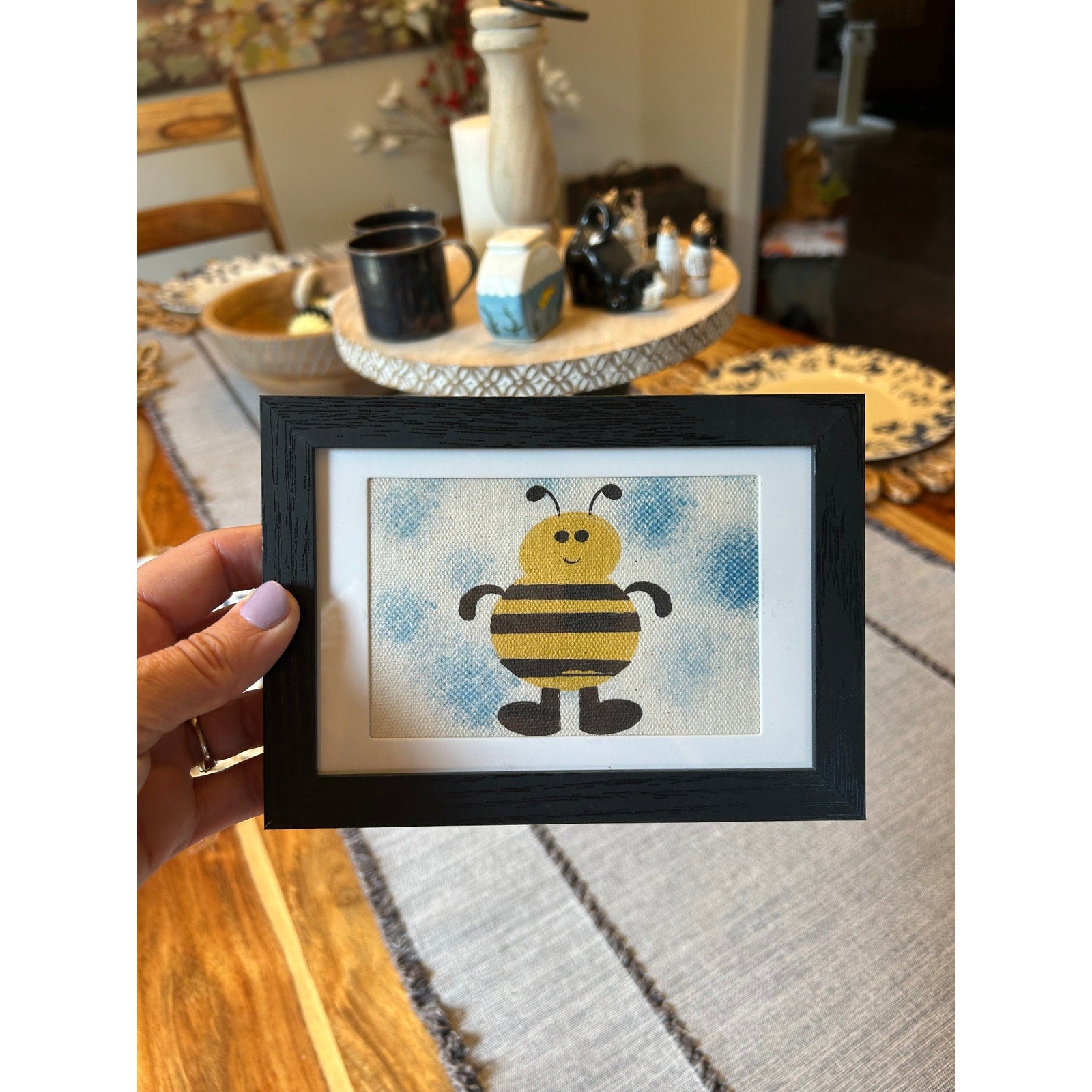 Bumblebee Art Bee Lover Mini Picture Frame Original Honey Desk Wall Art Decor