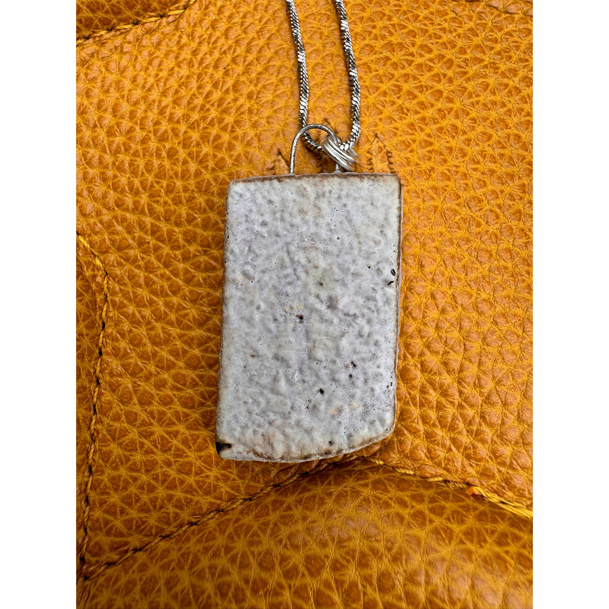 Kiln Fired Off White Pendant Necklace Handcrafted Ceramic Sunburst Jewelry