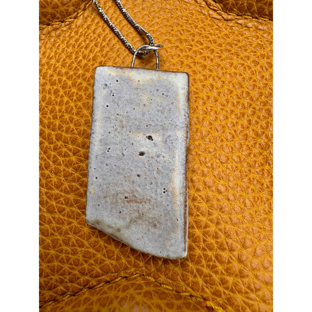 Ceramic Rectangle Pendant Necklace Handcrafted Jewelry Circle Boho Necklace