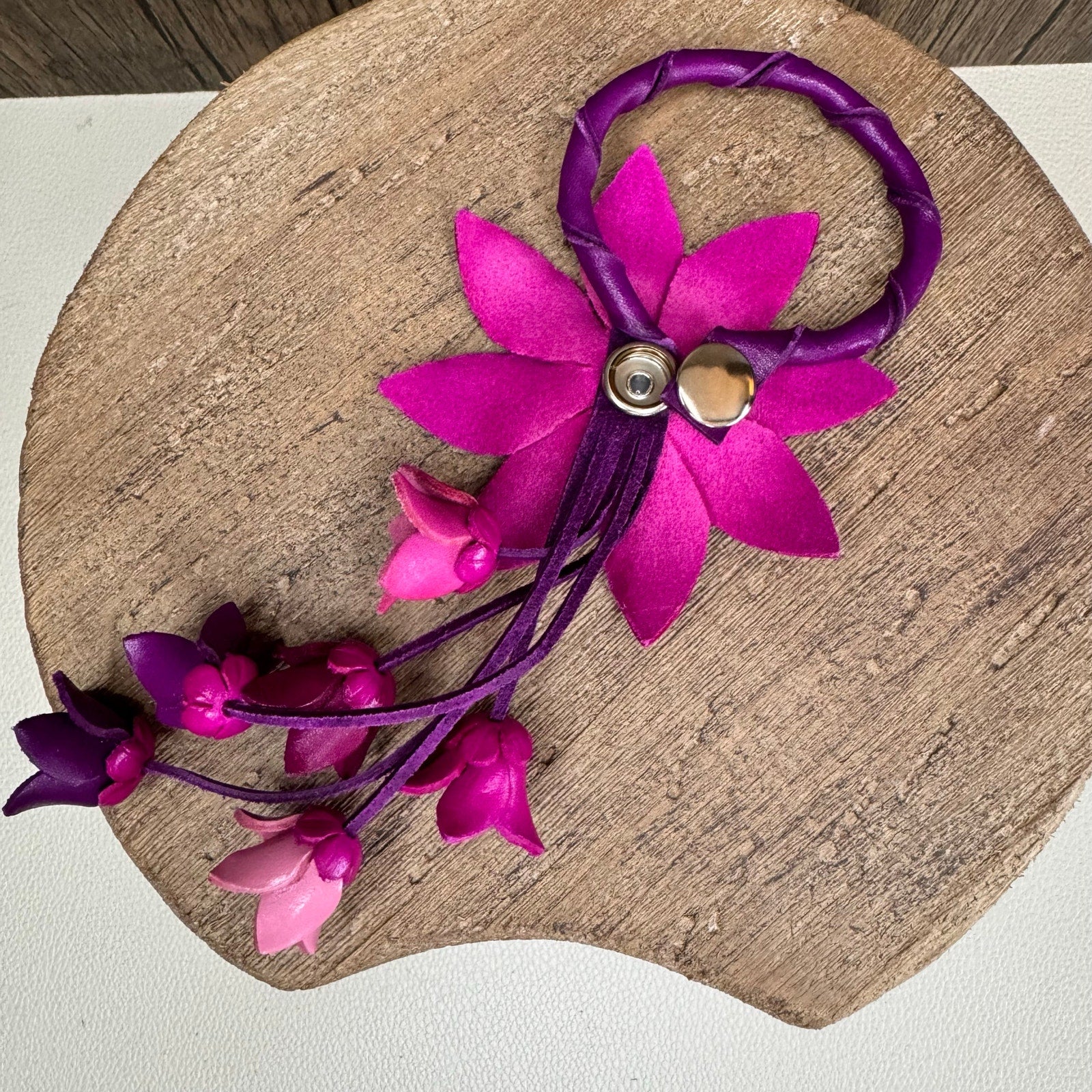 Pink Genuine Leather Flower Purse Charm Leather Purse Daisy Bag Charm