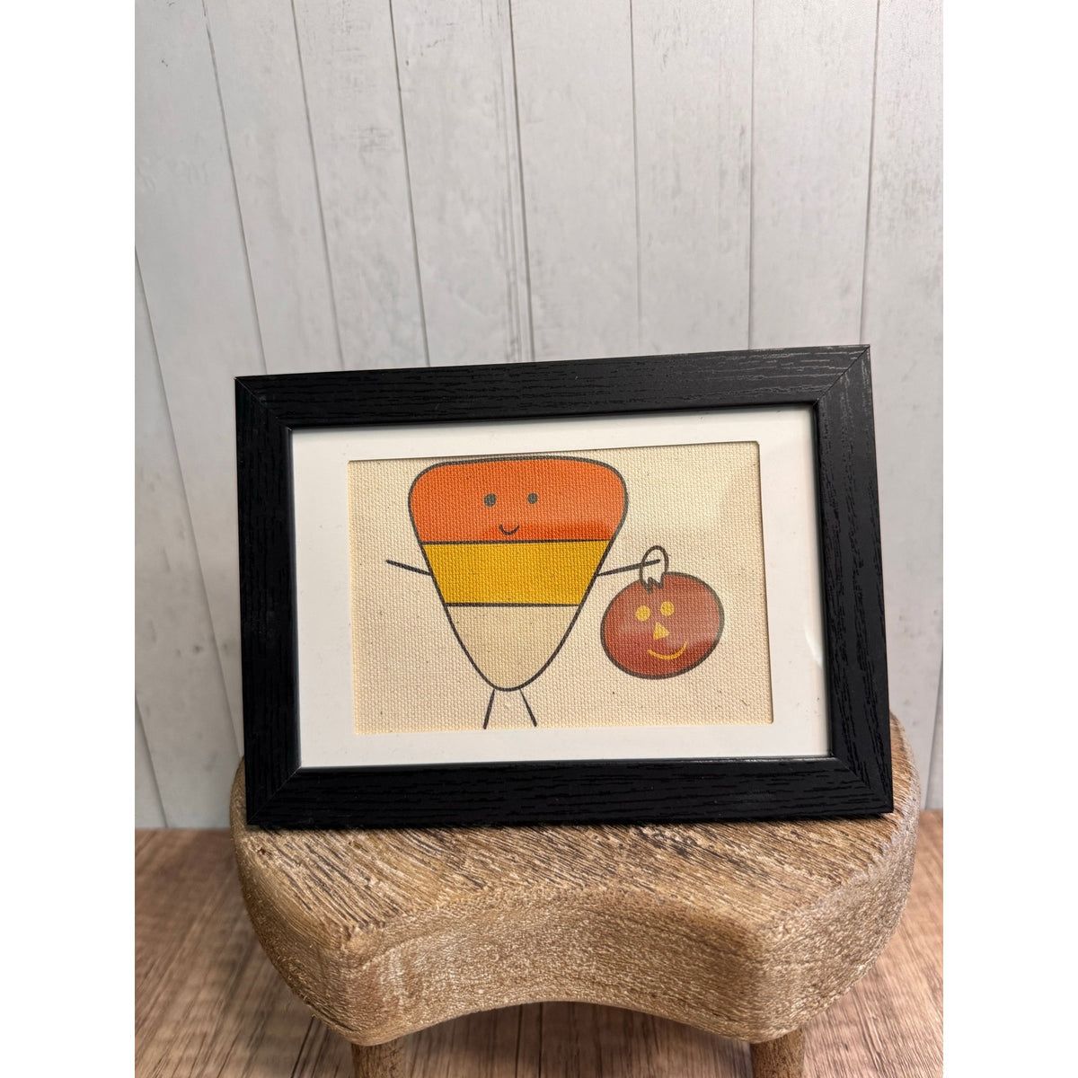 Mini Halloween Candy Corn Picture Frame Original Art West Hills Studio Artisan