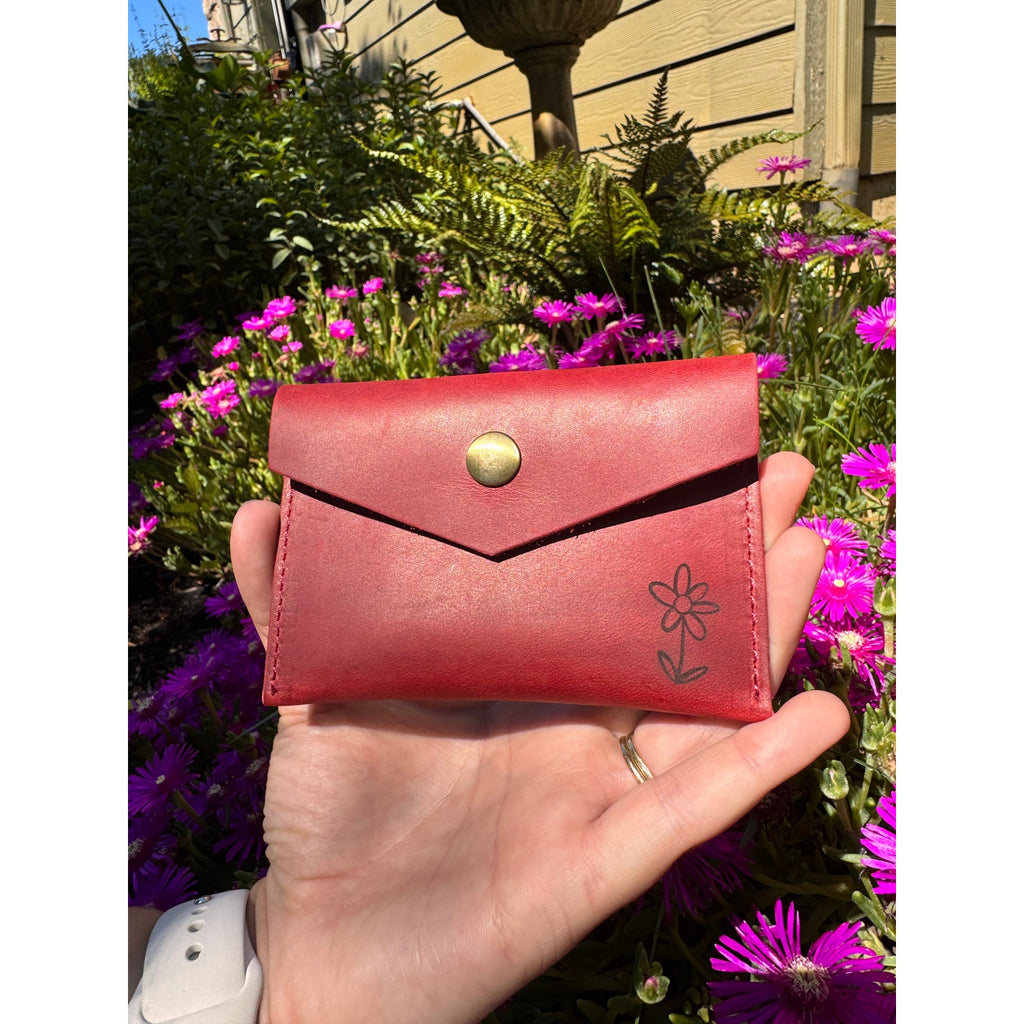 Genuine Leather Wallet DEEP RED Credit Card Holder Wallet NEW FAST SHIP