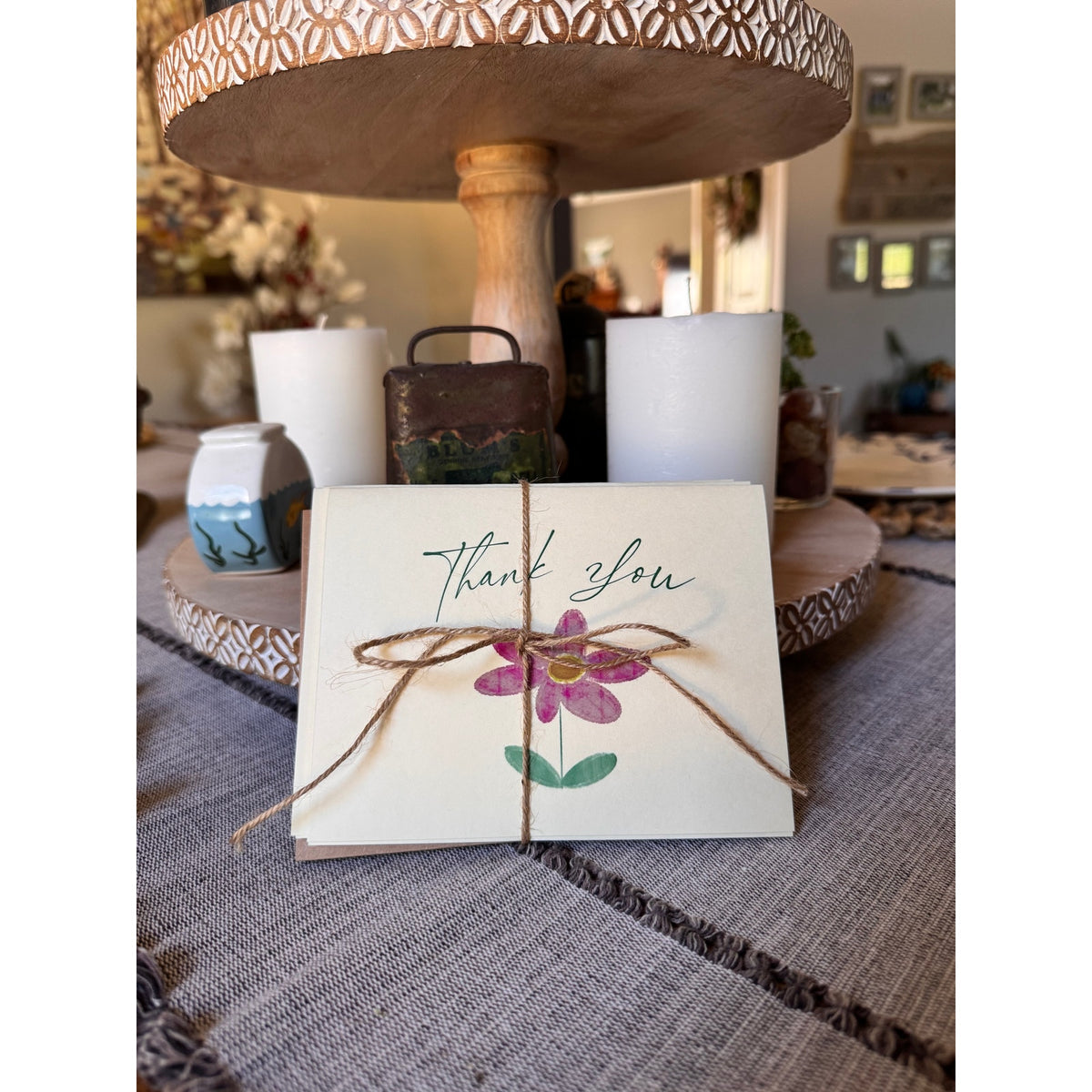 Cream Thank You Cards Flower Custom Thank You Notes Handcrafted Art