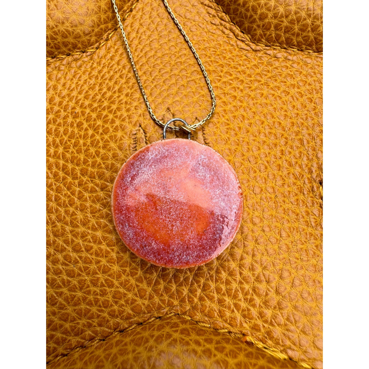 Sunrise Kiln Fired Ceramic Necklace Ceramic Round Pendant Jewelry Necklace