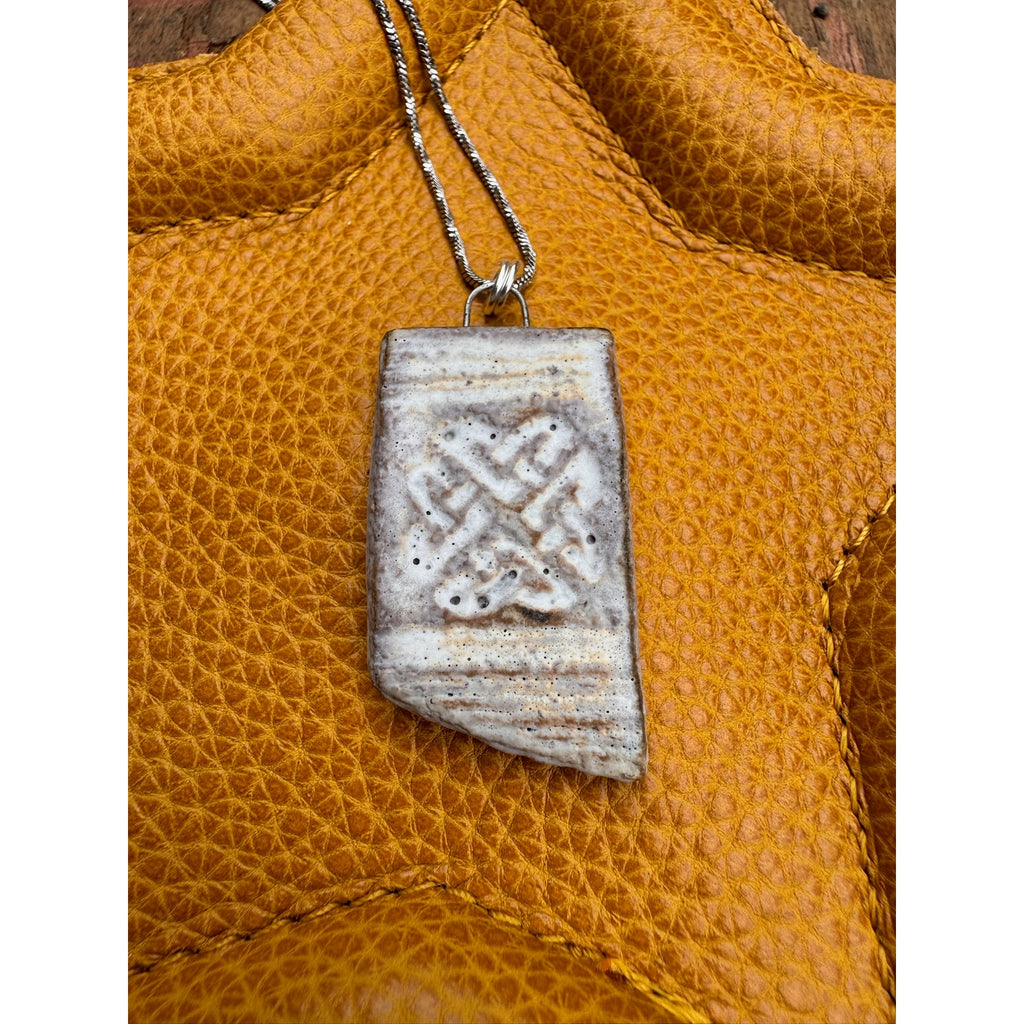 Ceramic Off White Pendant Necklace Handcrafted Jewelry Neutral Necklace