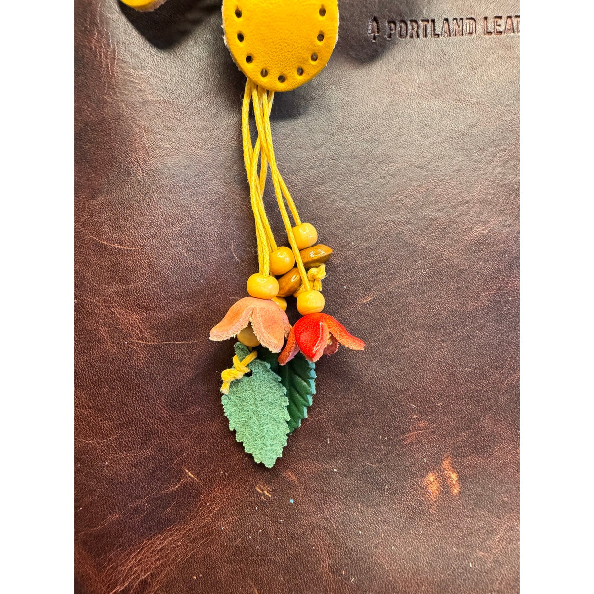 Yellow Daisy Purse Charm Genuine Leather Flower Yellow Bag Charm NEW FAST SHIP